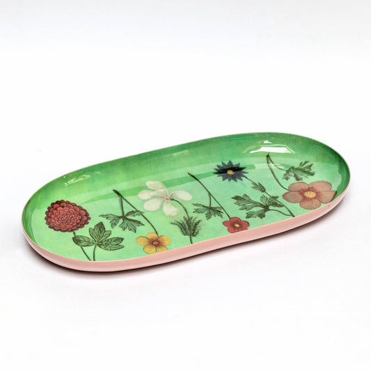 Oval Enamel Tray - Festival of Flowers D Roomytown Inc