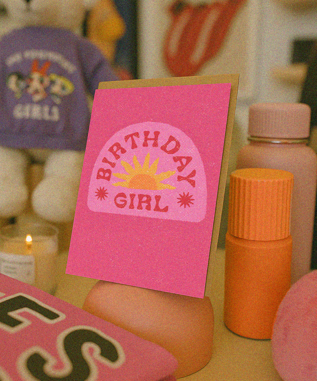 Birthday Girl Card | Retro Pink Sun Party Greeting Card