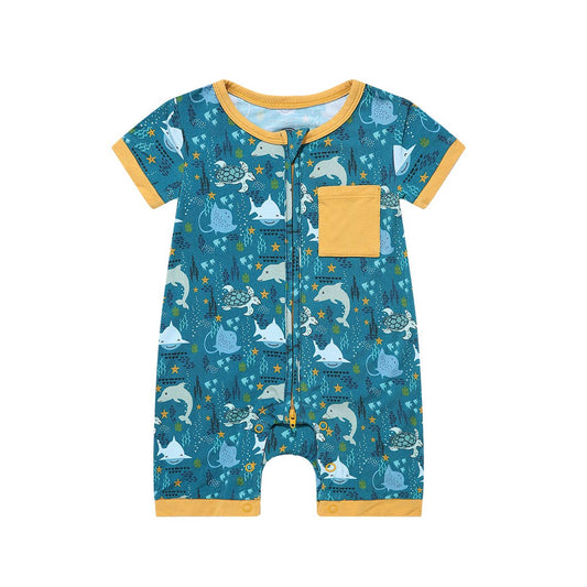 Shortie Romper Ocean Friends Bamboo Baby Clothes