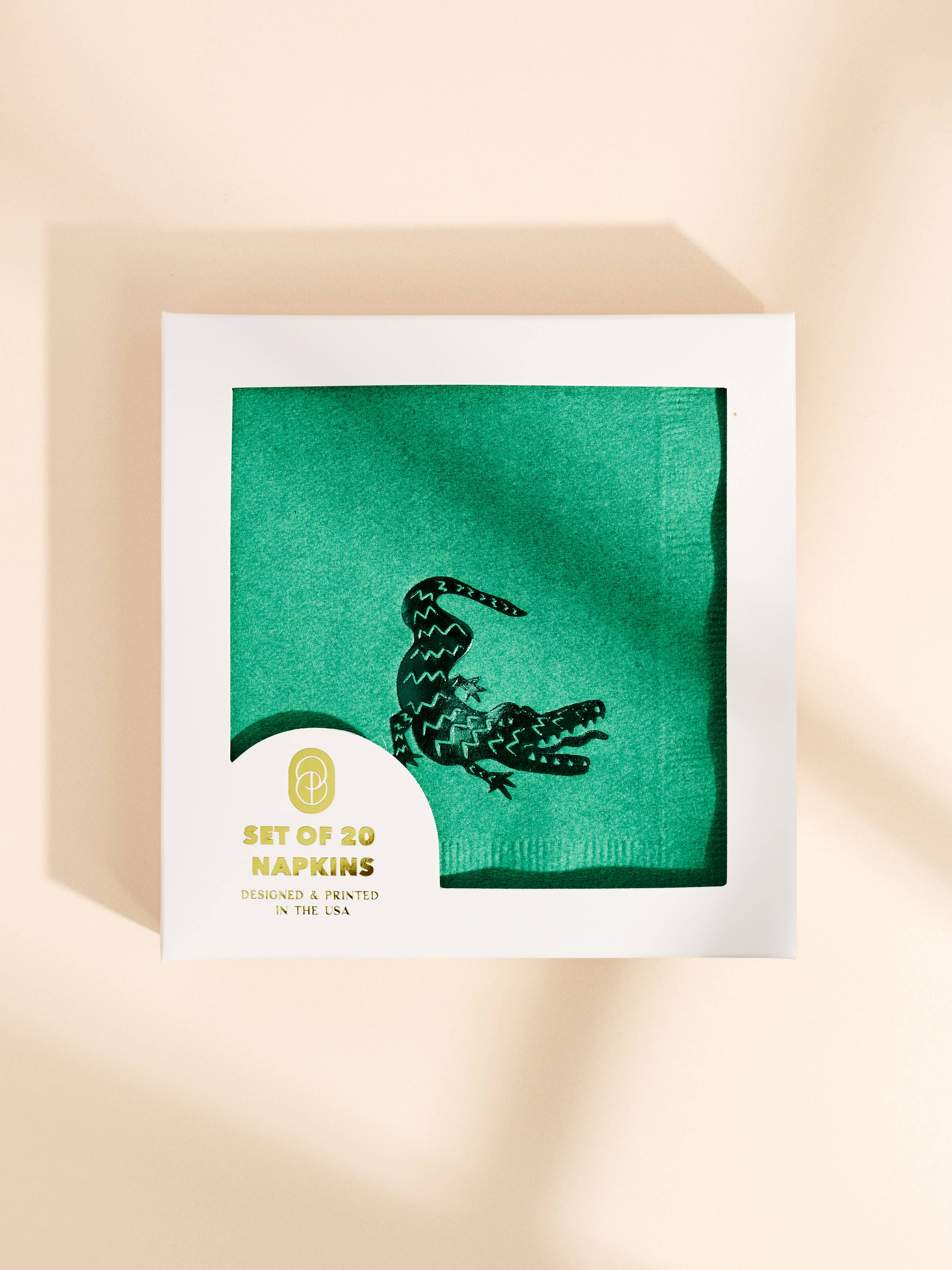 Green Alligator Cocktail Paper Beverage Napkins - Set of 20 One & Only Paper