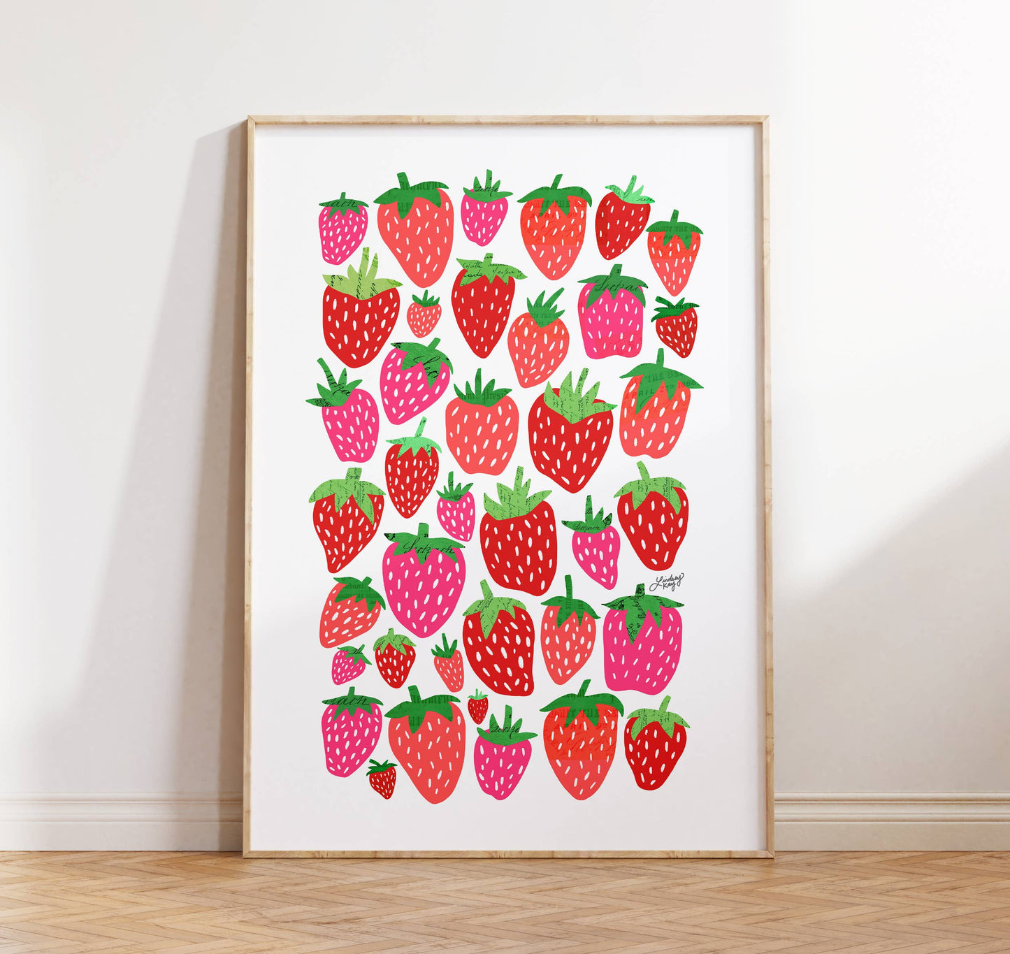 Strawberries Illustration Collage - Art Print