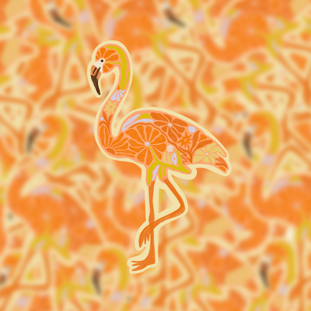 Floral Flamingo - Vinyl Sticker The SoulShine Co.