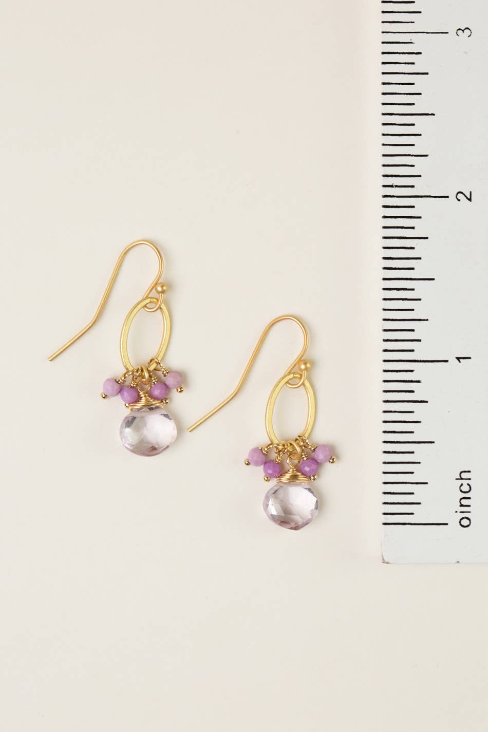Wildflower Phosphosiderite With Amethyst Cluster Earrings