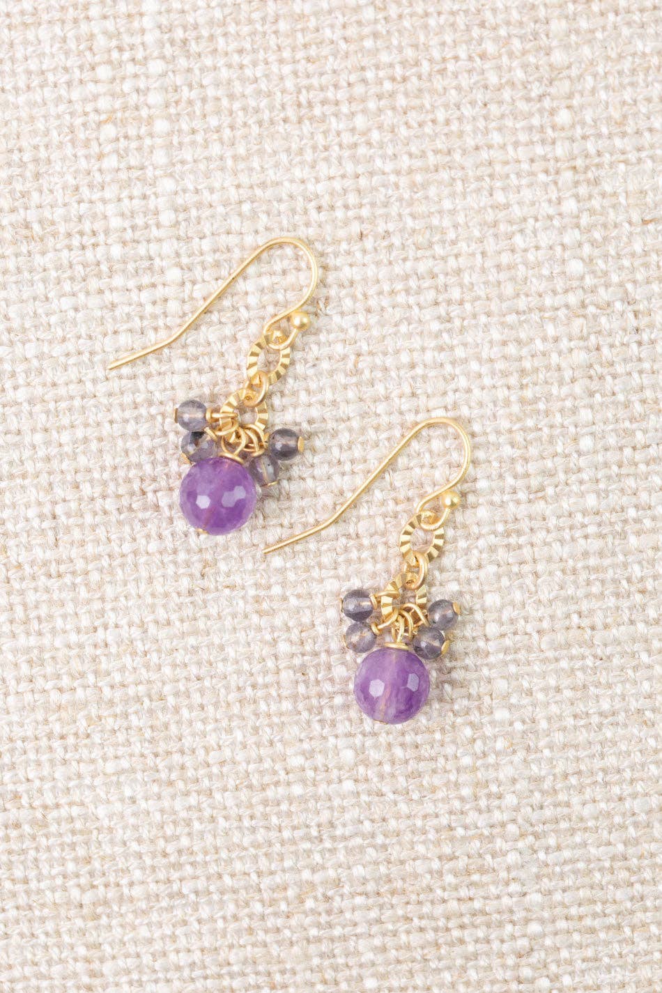 Folklore Tanzanite, Amethyst Cluster Earrings