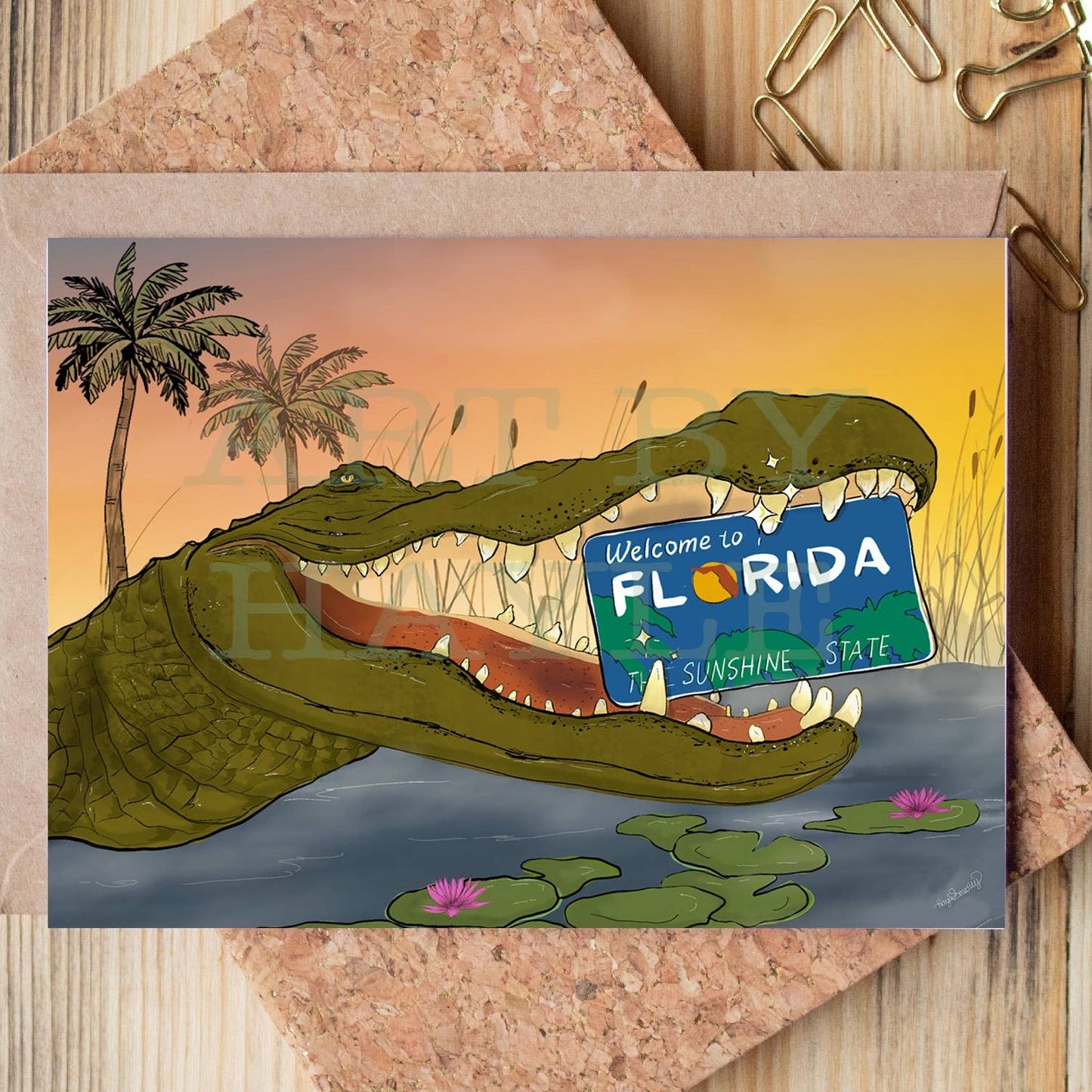 Welcome to Florida Gator Greeting Card Art By Hayle