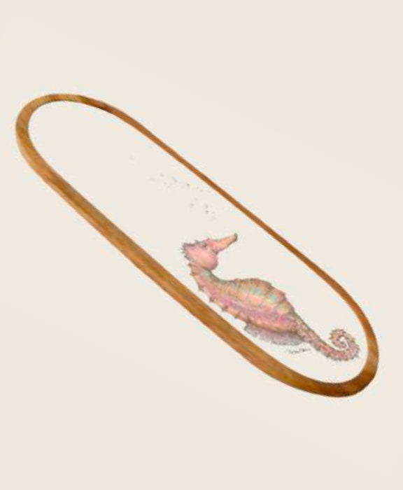 Seahorse Acacia Wood Printed Bread Tray Leaf + Loom
