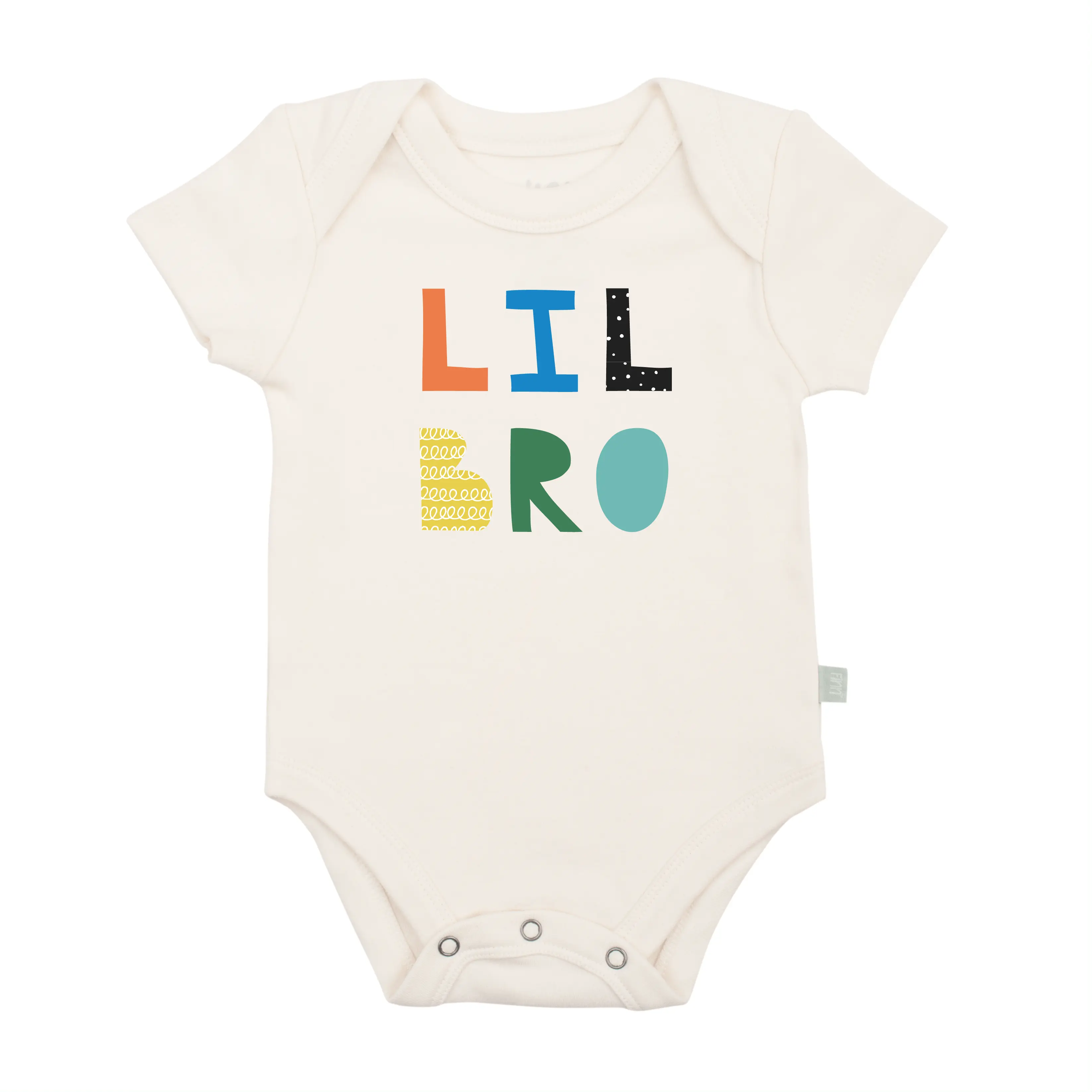lil bro bright Baby graphic organic bodysuit Finn + Emma