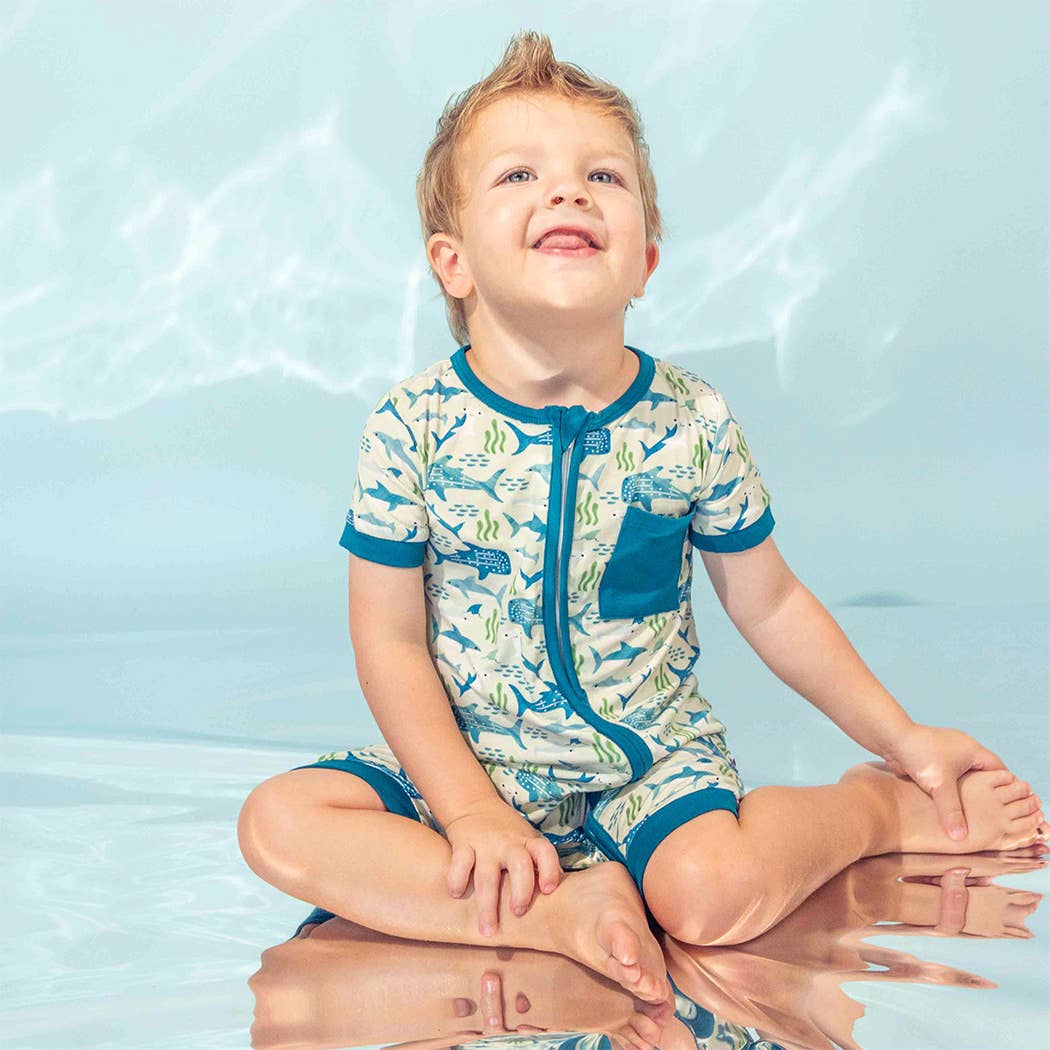 Shark Friends Bamboo Baby Shortie Romper Jumpsuit Emerson and Friends