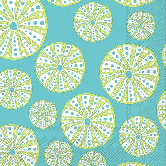 Paper Cocktail Napkins Pack of 20 Turquoise Urchin-Coastal Boston International