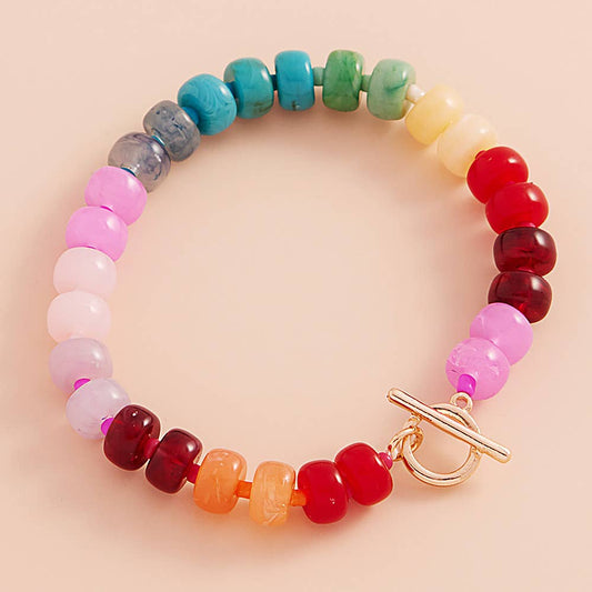 Ombre Flat Round Shaped Beads Stretch Bracelet Sensibling Corp.