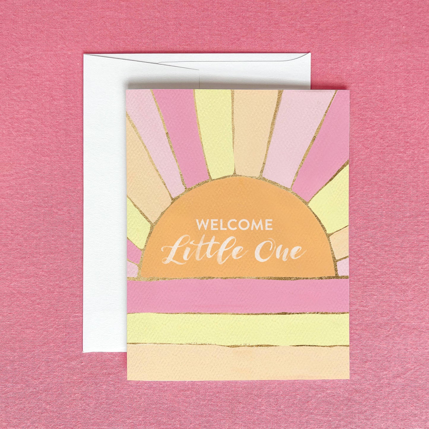 Welcome Little One Retro Sun Greeting Card | Baby Shower