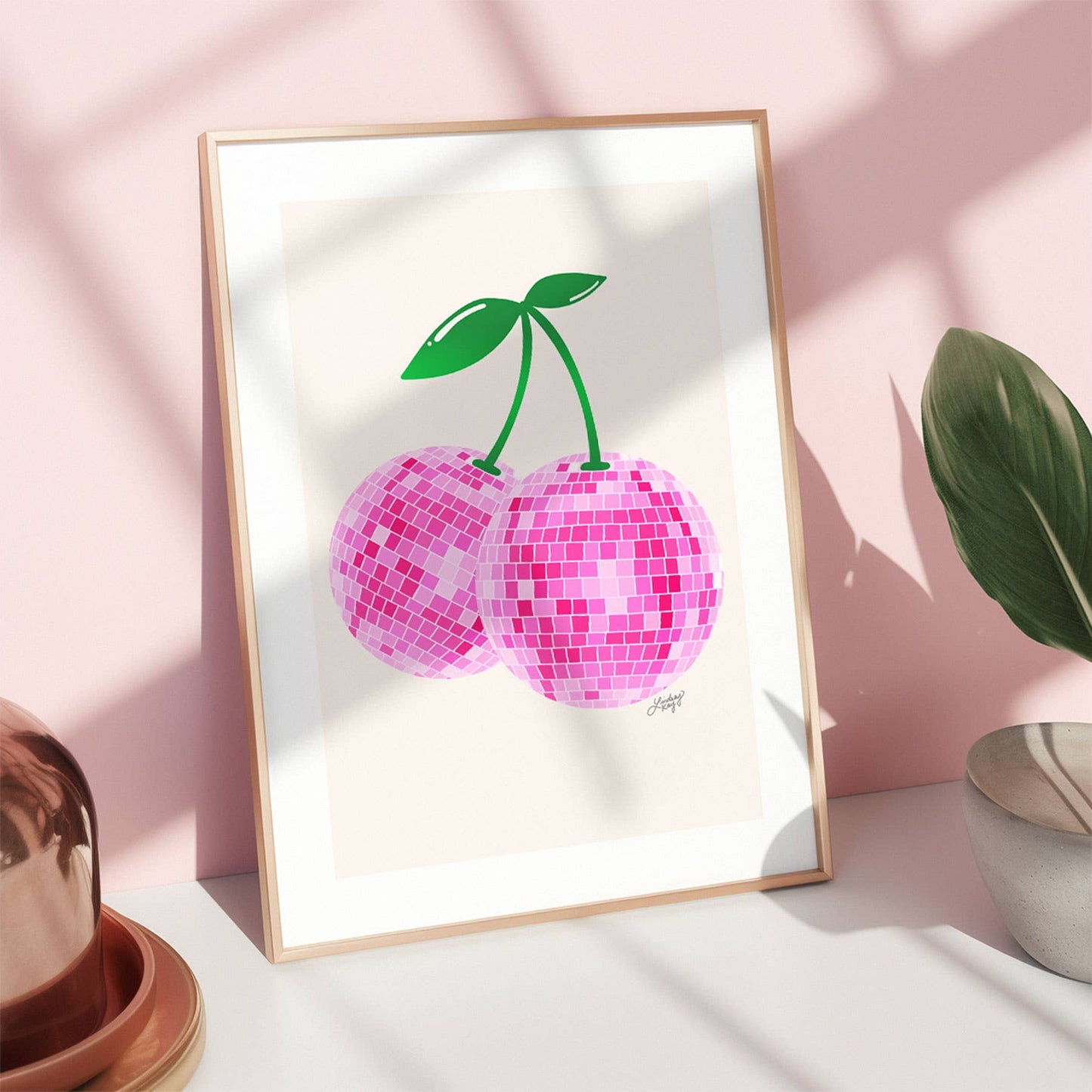 Disco Ball Cherries - Art Print Framed