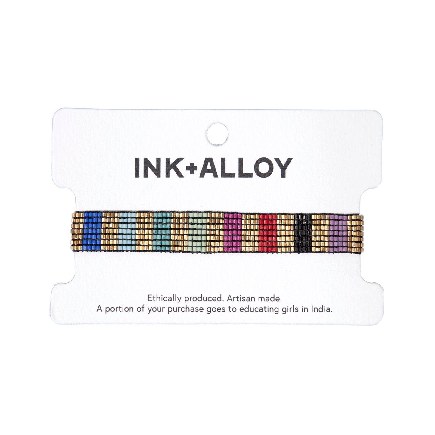 Alex Vertical Lines Beaded Stretch Bracelet Gold Multicolor INK + ALLOY