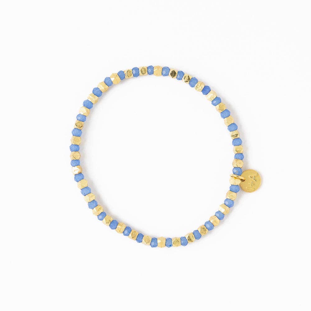 Blue Gold Louise Crystal Stretch Bracelet Blue + Gold
