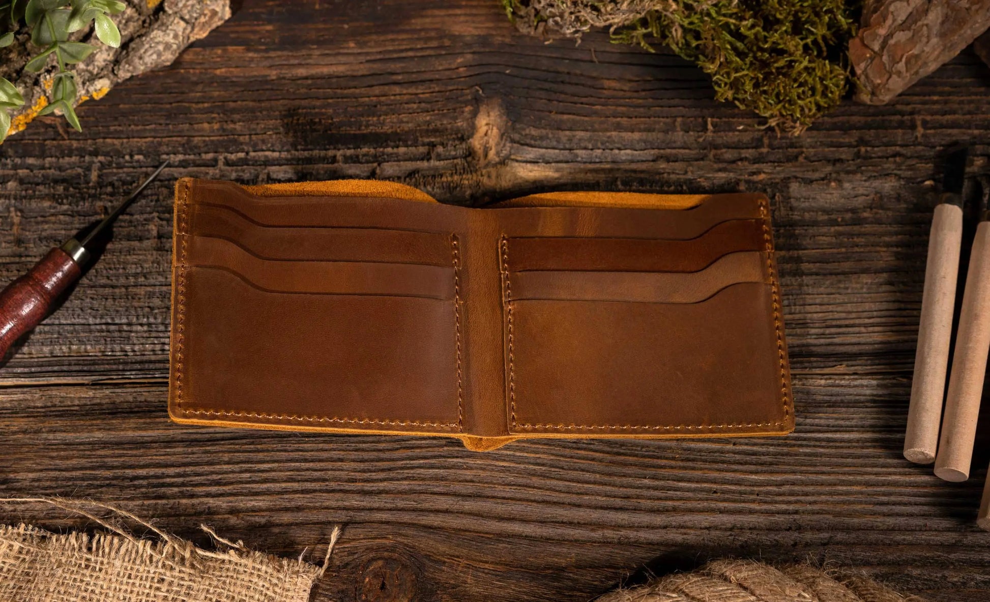 Leather Wallet,  Bifold Wallet, Handmade Wallet for Men American Leather Goods