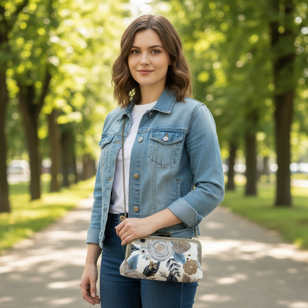 Joliet Rose Linen Clutch Purse -
