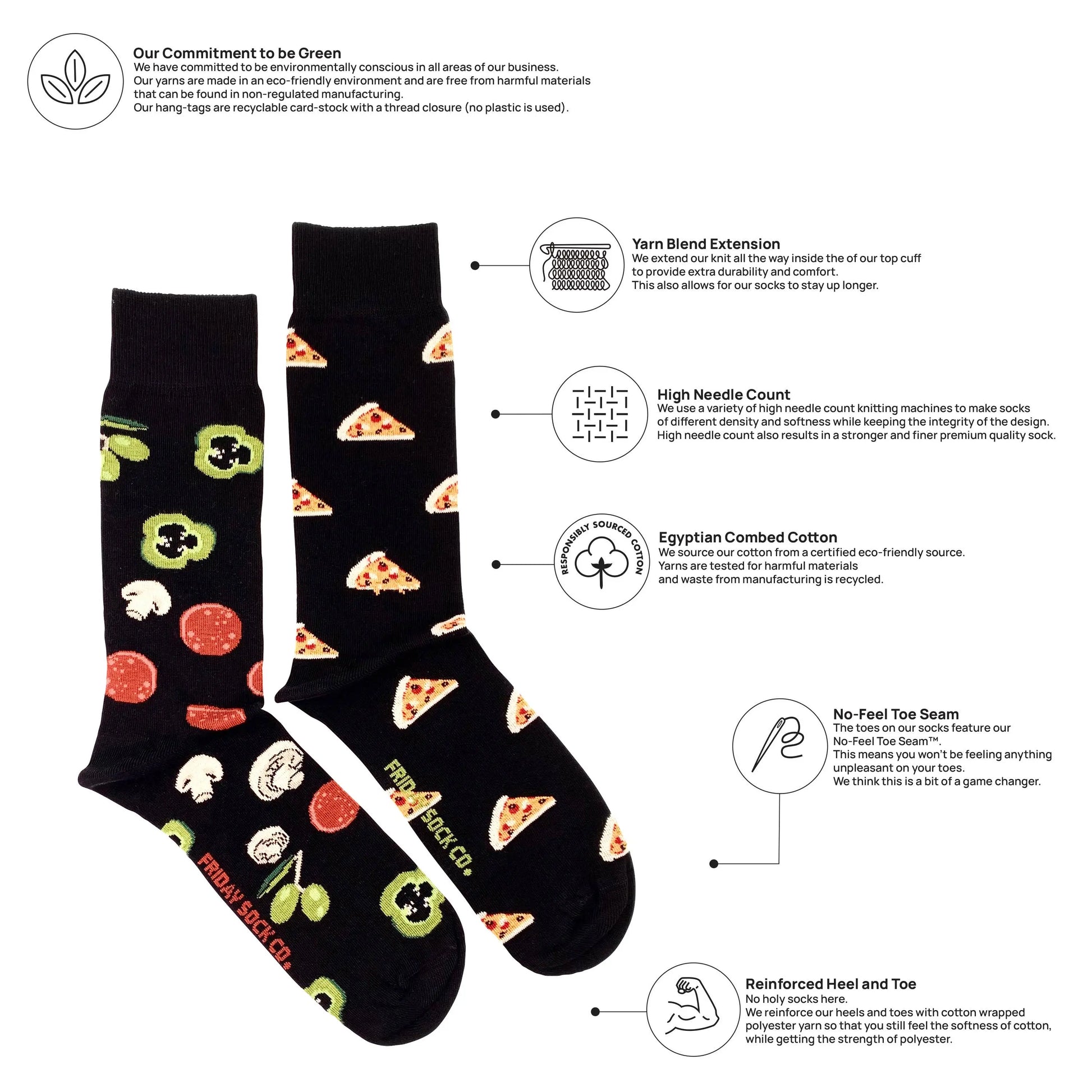 Pizza & Topping Socks Mens Friday Sock Co.