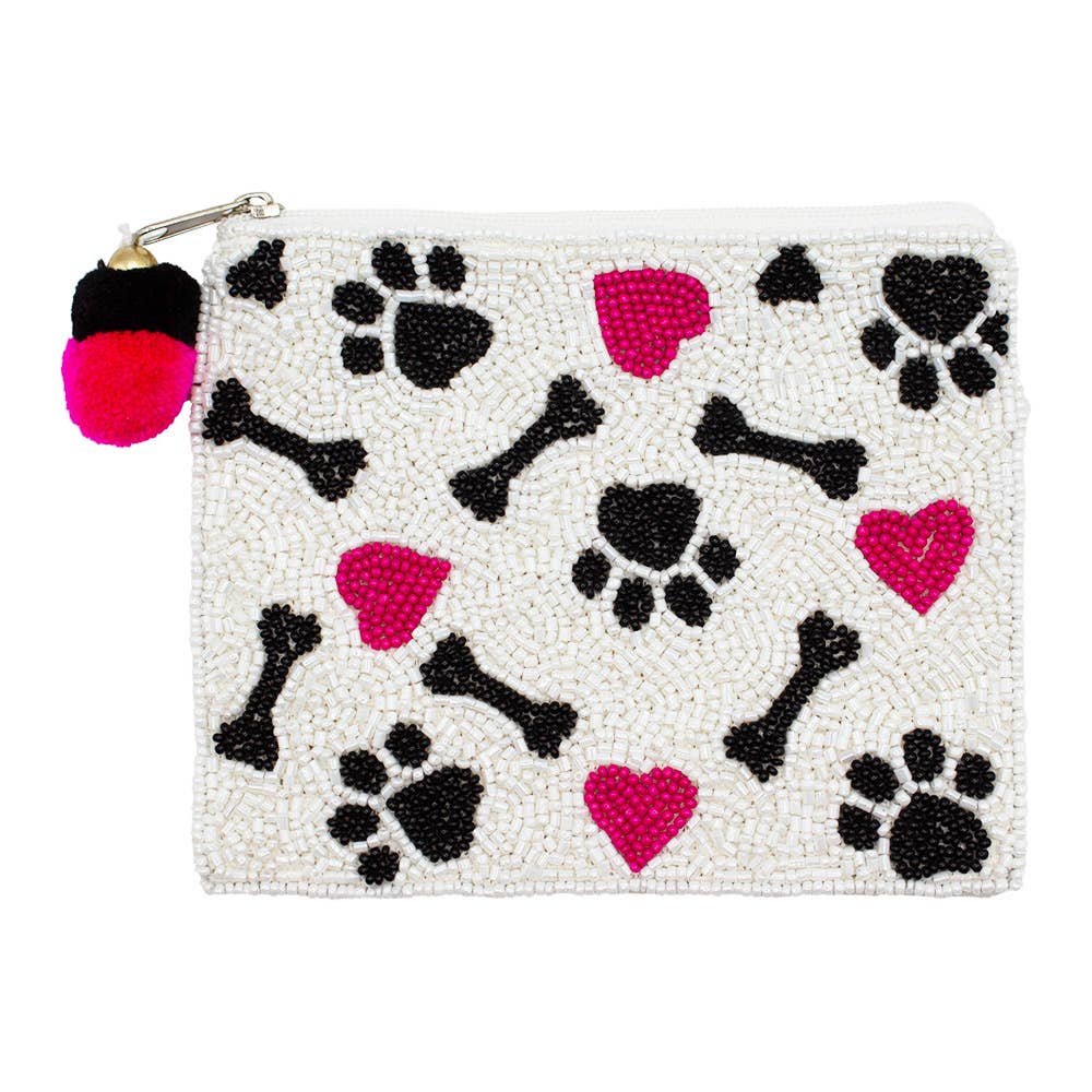 DOGGIE LOVE BEADED COIN POUCH