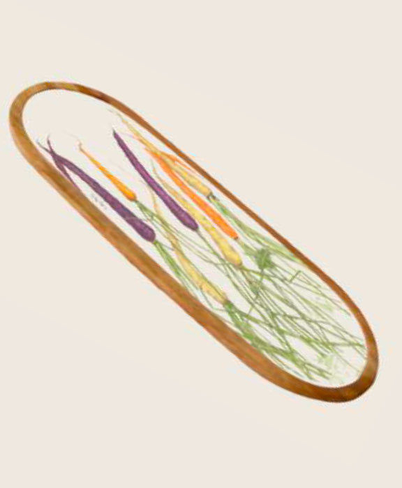 Carrot Acacia Wood Printed Bread Tray Leaf + Loom