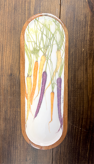 Carrot Acacia Wood Printed Bread Tray Leaf + Loom