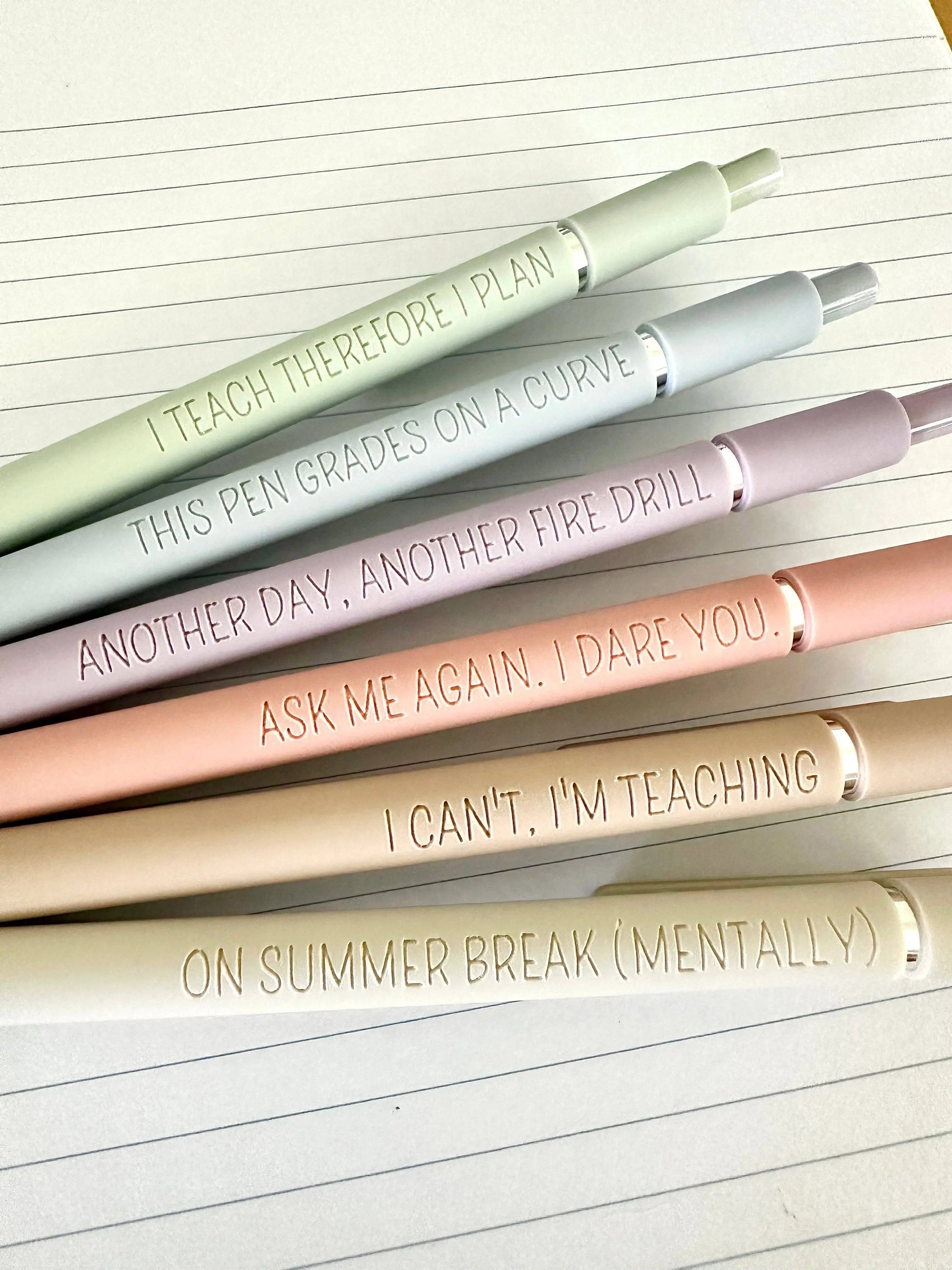 Fine Points™️ 6 Pen Gift Set｜Teacher Life Essentials Engraved Soft Touch Gel Pens Write This Way