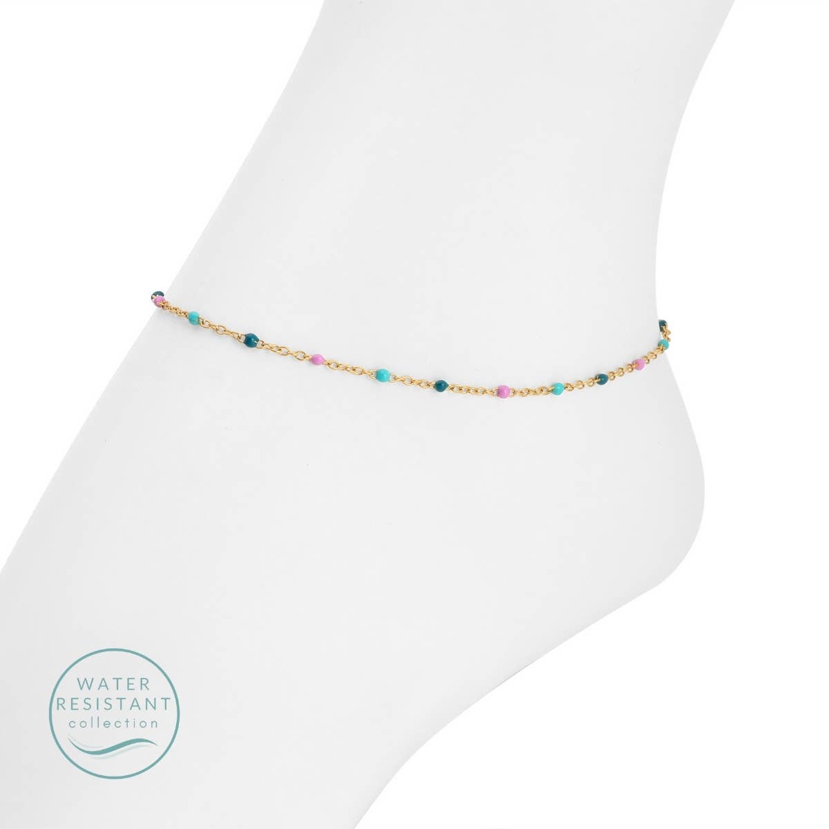 Sweetly Colored Delicate Chain Anklet, Water-Resistant Splendid Iris