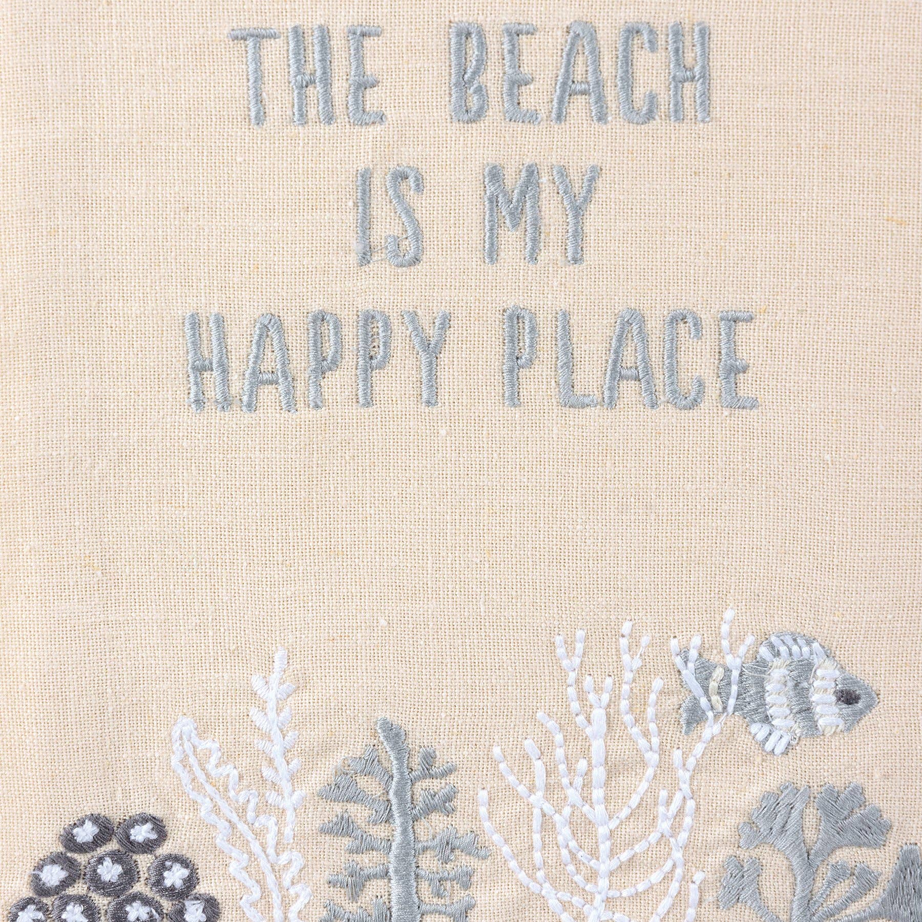 Kitchen Towel Beach Is My Happy Place Embroidered Kitchen Towel