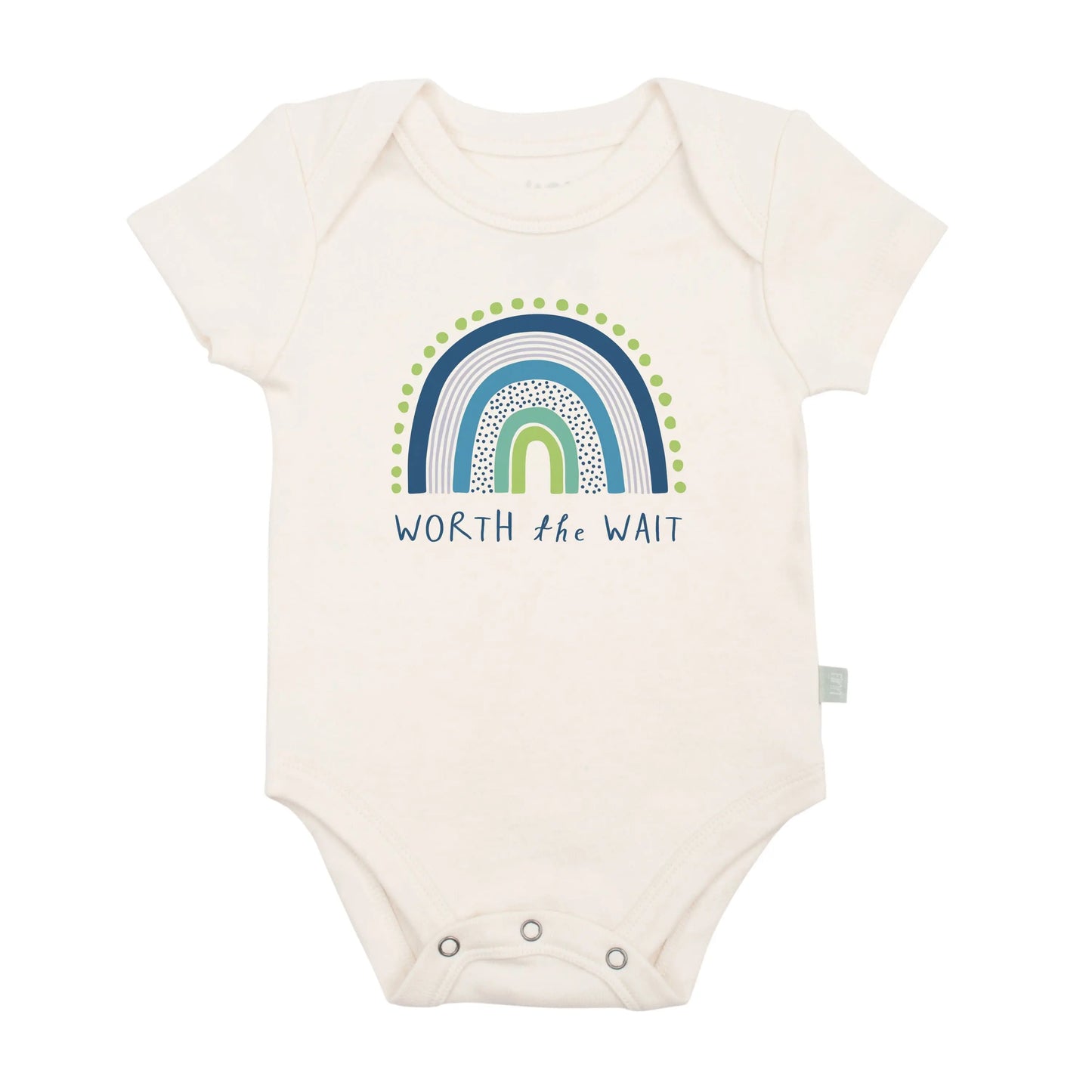 Graphic organic onesie | worth the wait Finn + Emma