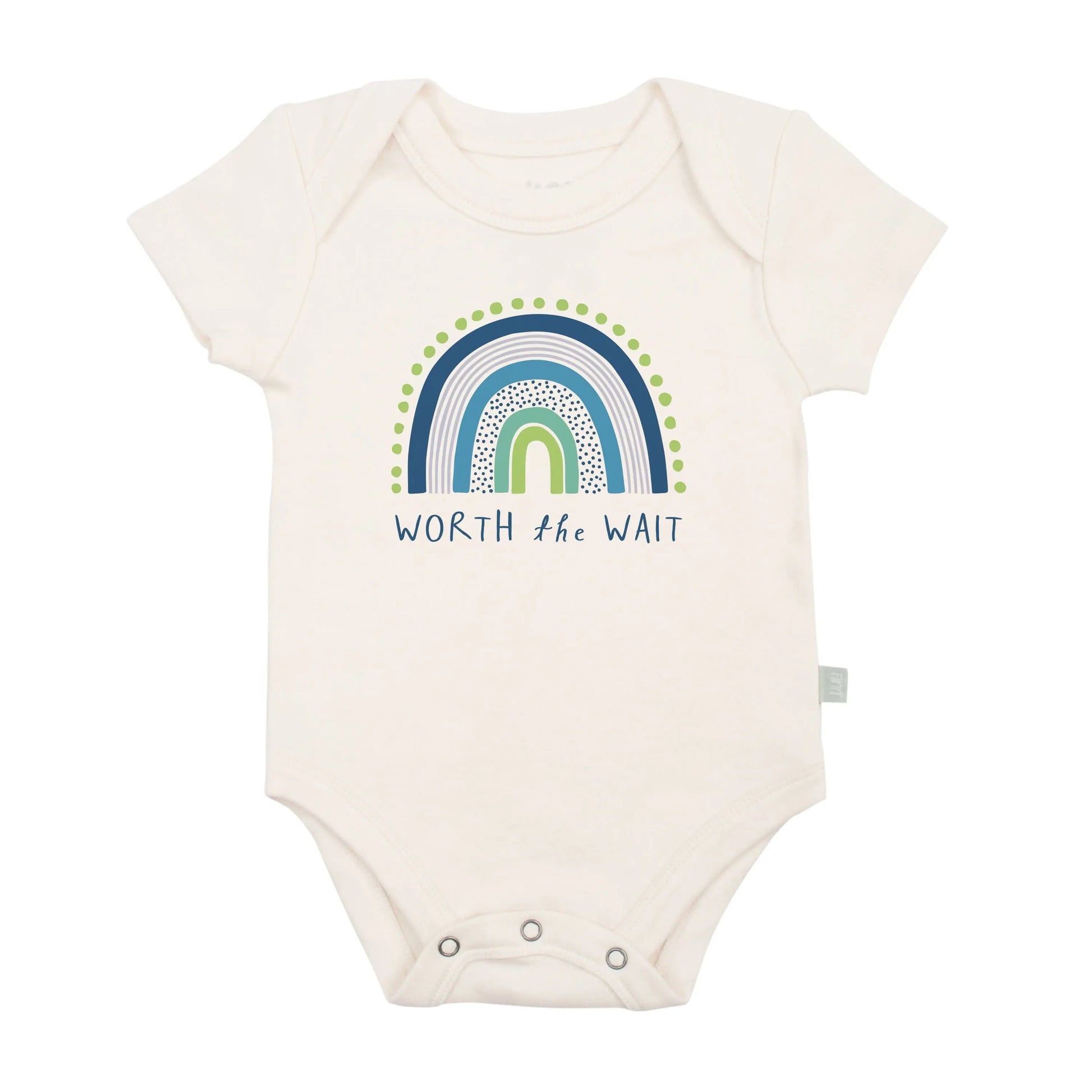 Graphic organic onesie | worth the wait Finn + Emma