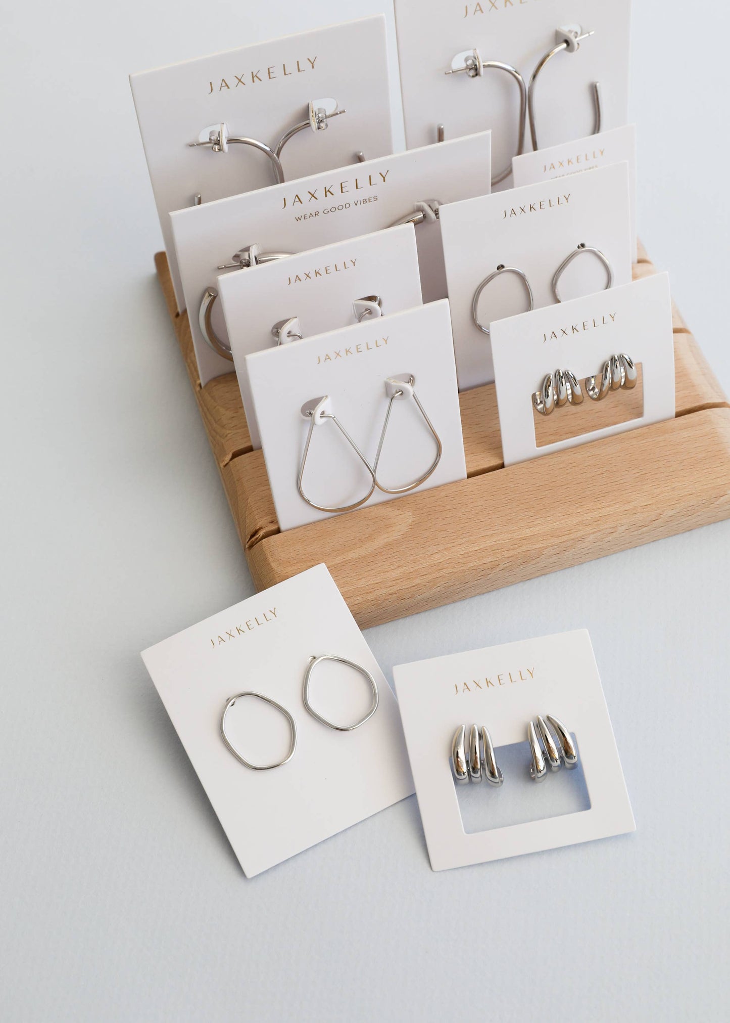 Silver Long Oval Hoop JaxKelly