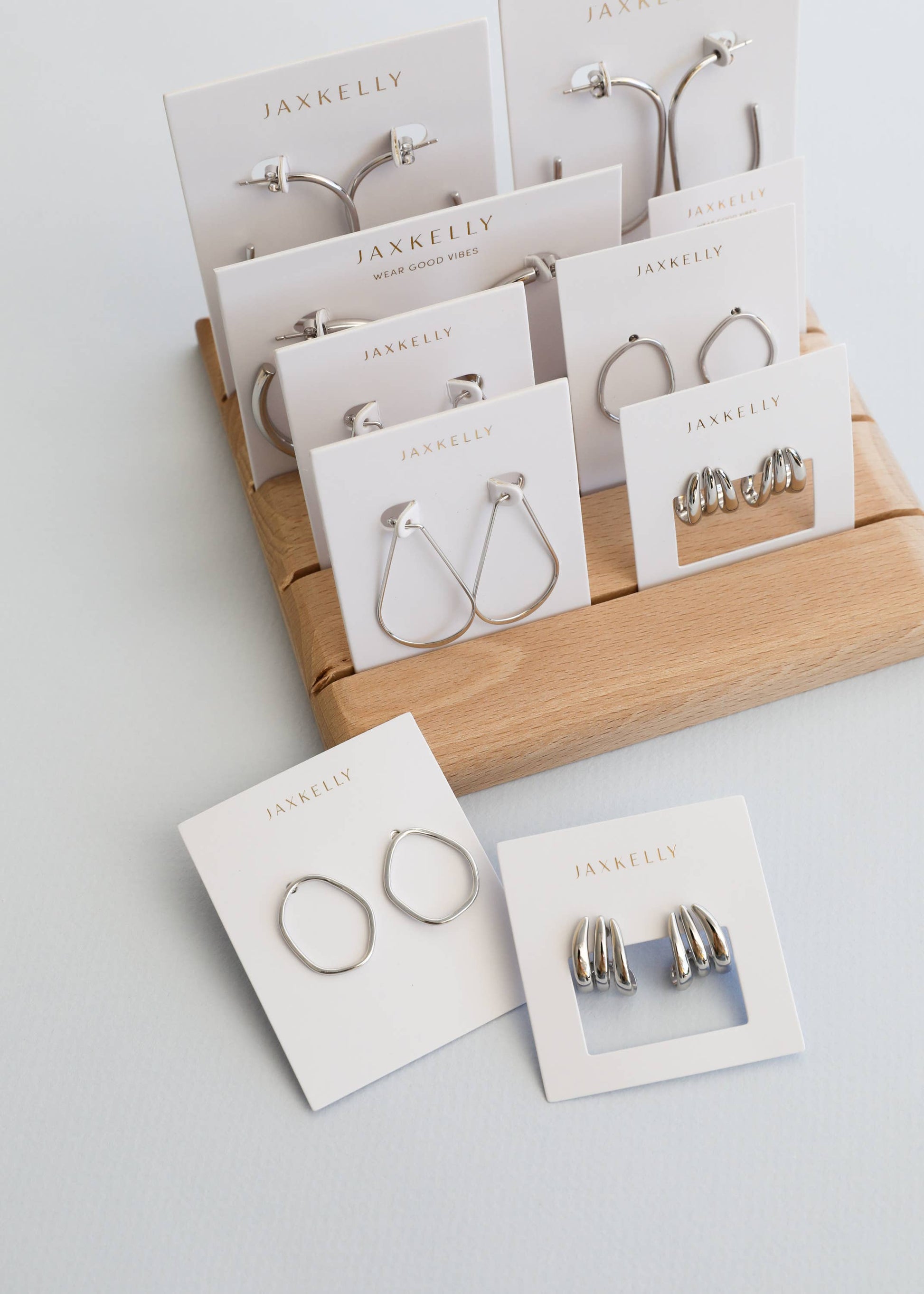 Silver Long Oval Hoop JaxKelly