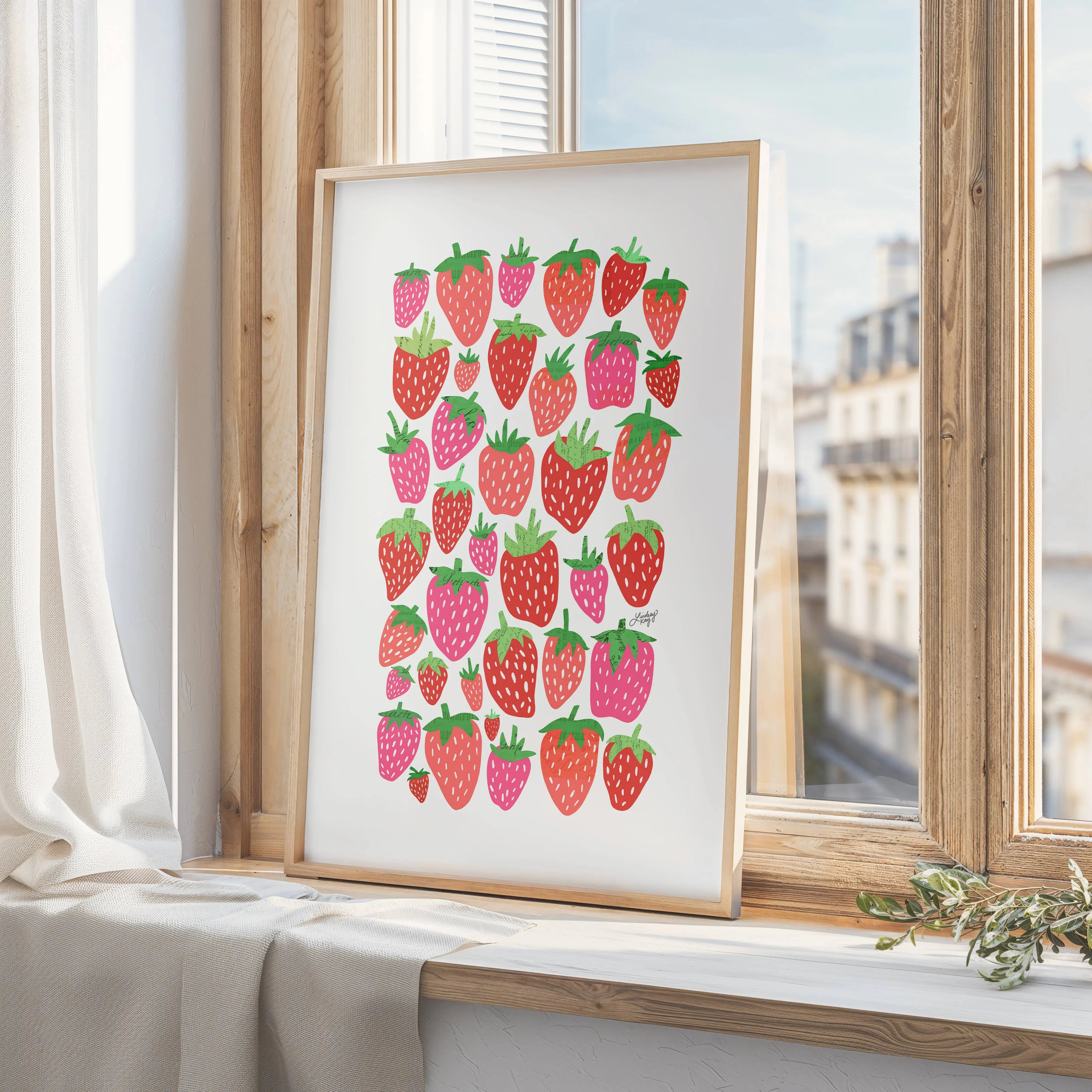 Strawberries Illustration Collage - Art Print Lindsey Kay Collective