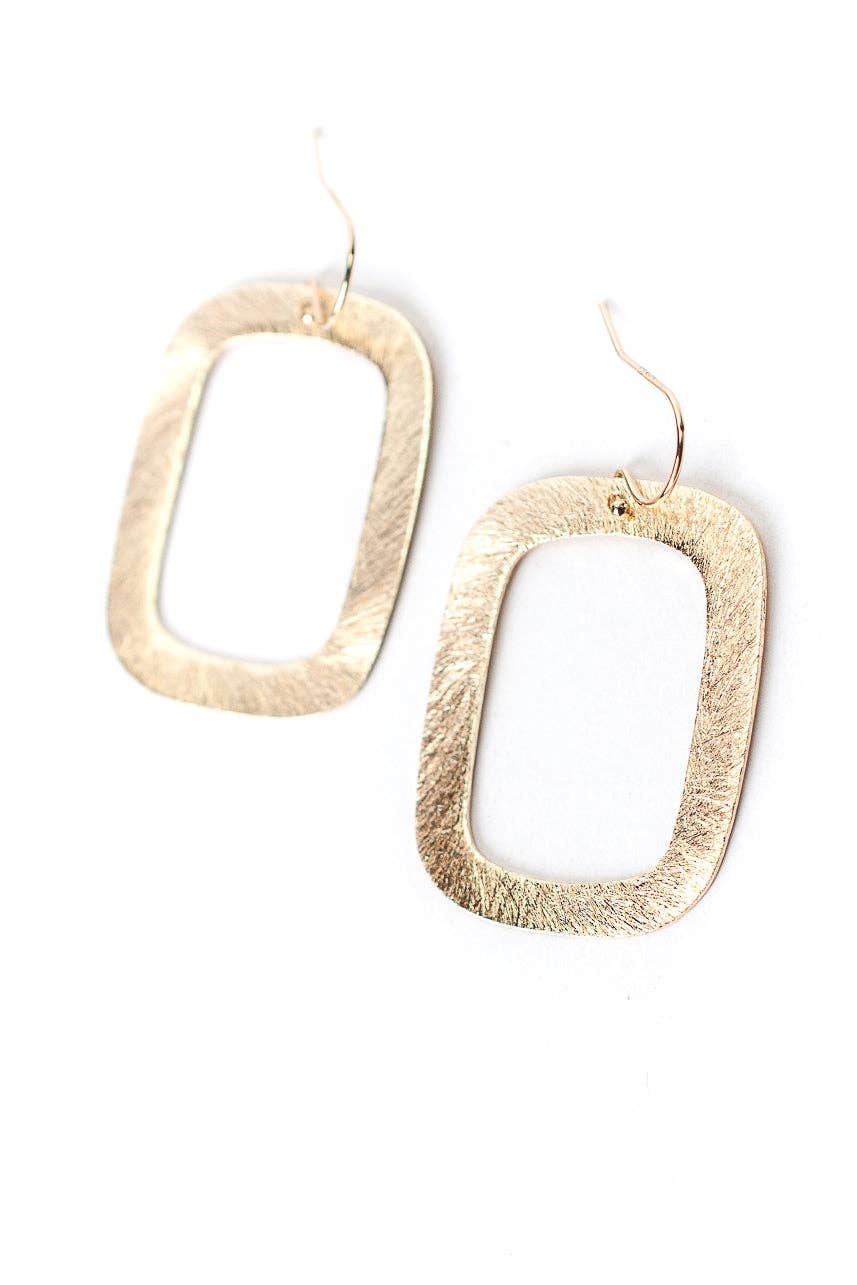Brushed Gold Rectangle Earrings Limited Anne Vaughan Designs Jewelry