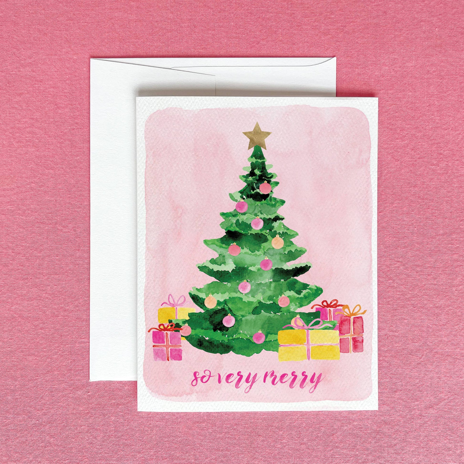 So Very Merry Pink Christmas Greeting Card | Pink Christmas Gert & Co