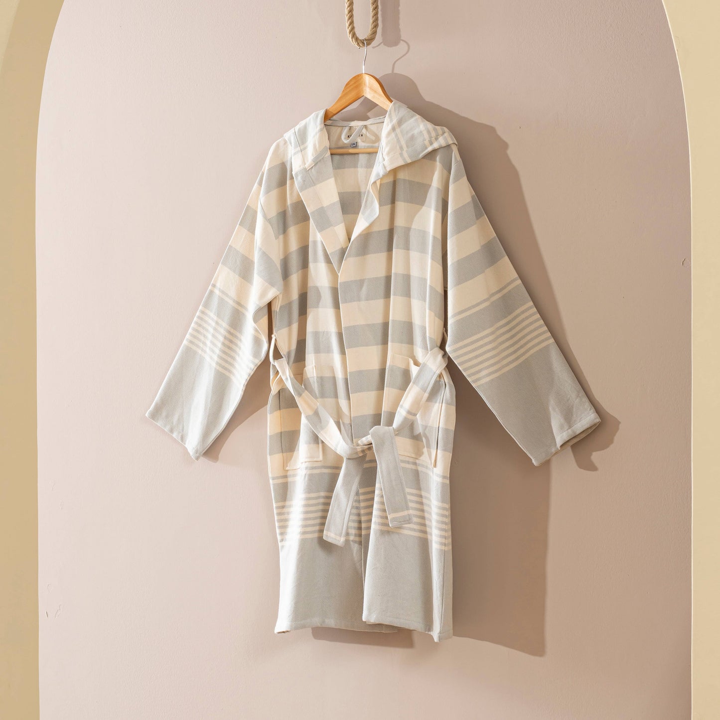 Bathrobe Turkish Cotton LightWeight Summer Hood Kimono Robe