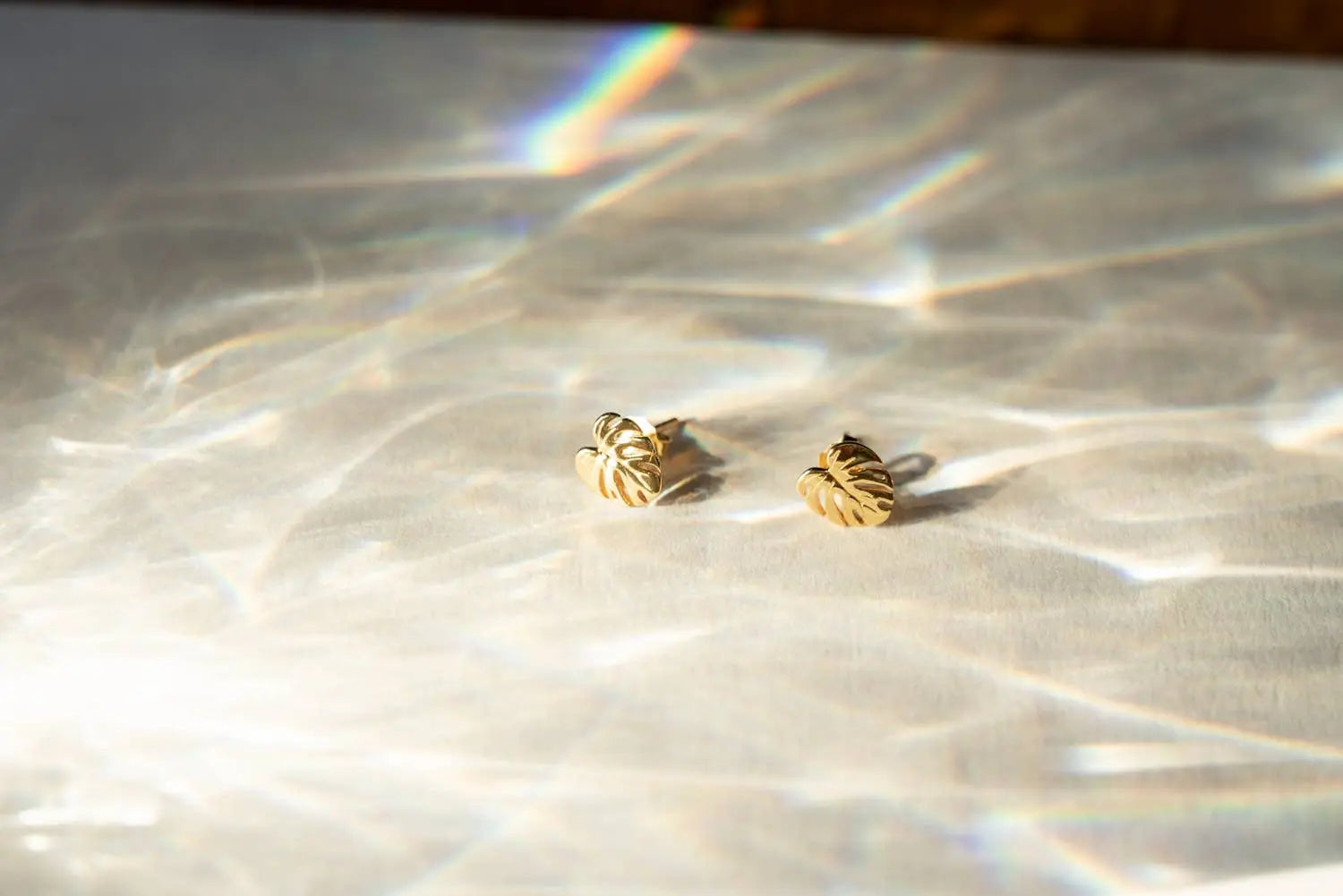 Monstera Earring Studs - 18k Gold, Plant Earrings Happily Plants