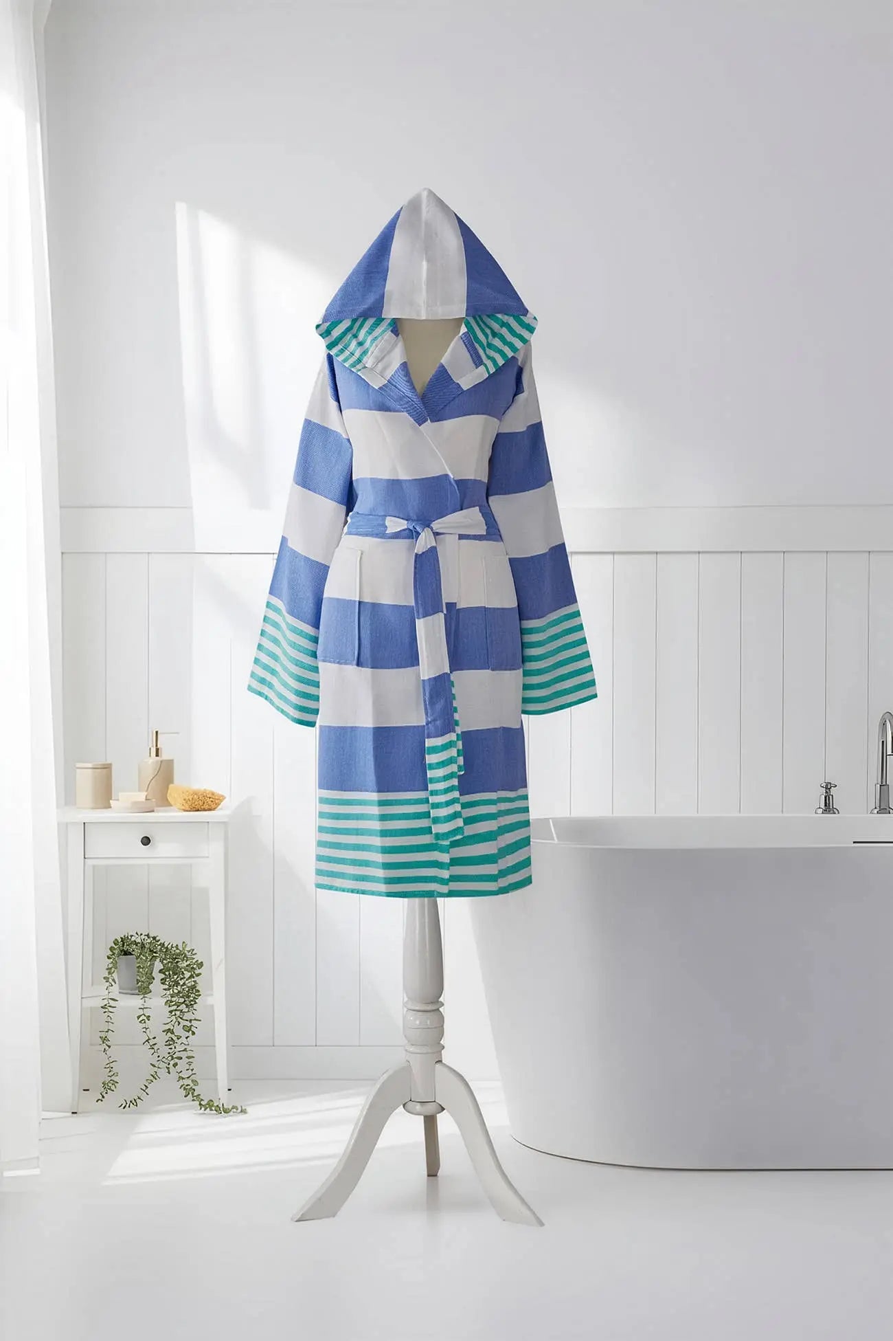 Bathrobe Turkish Cotton Light-Weight Summer with Hood Robe Kikoya
