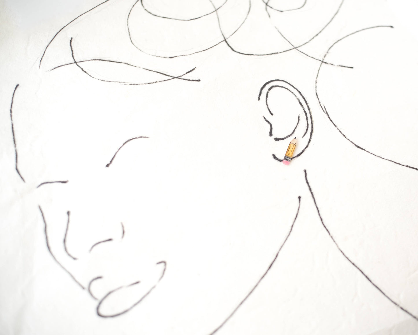 No.2 Pencil + Pink Eraser Stud Earrings