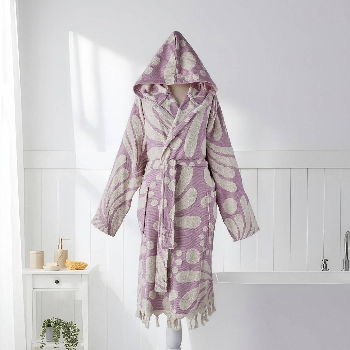 Pink Swirl Bathrobe Turkish Cotton Quick dry Resort Robe Kikoya