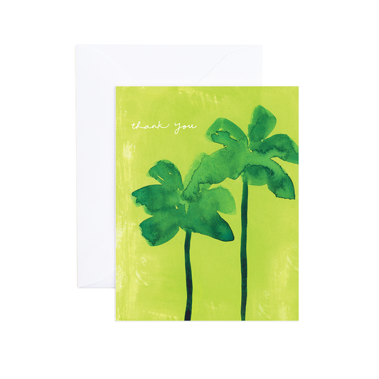 Cate Watercolor Palm Trees Thank You Card Evergreen Summer