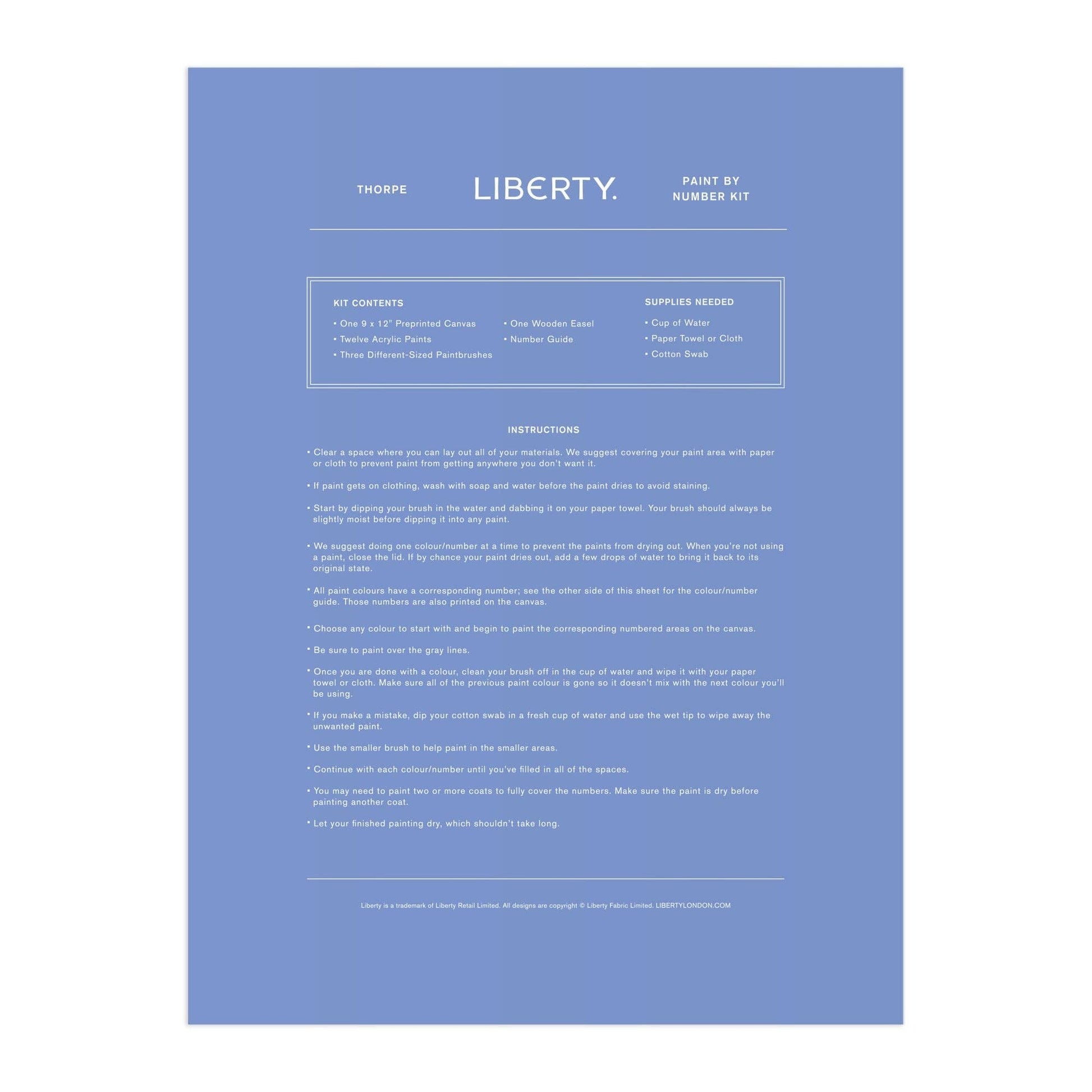 Liberty 9 x 12 Paint by Number Kit Thorpe Chronicle Books