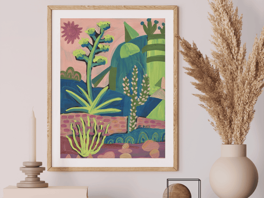 Desert Cactus Print 8 x 10 Framed to 12.5 x 15.5 El Baker Art
