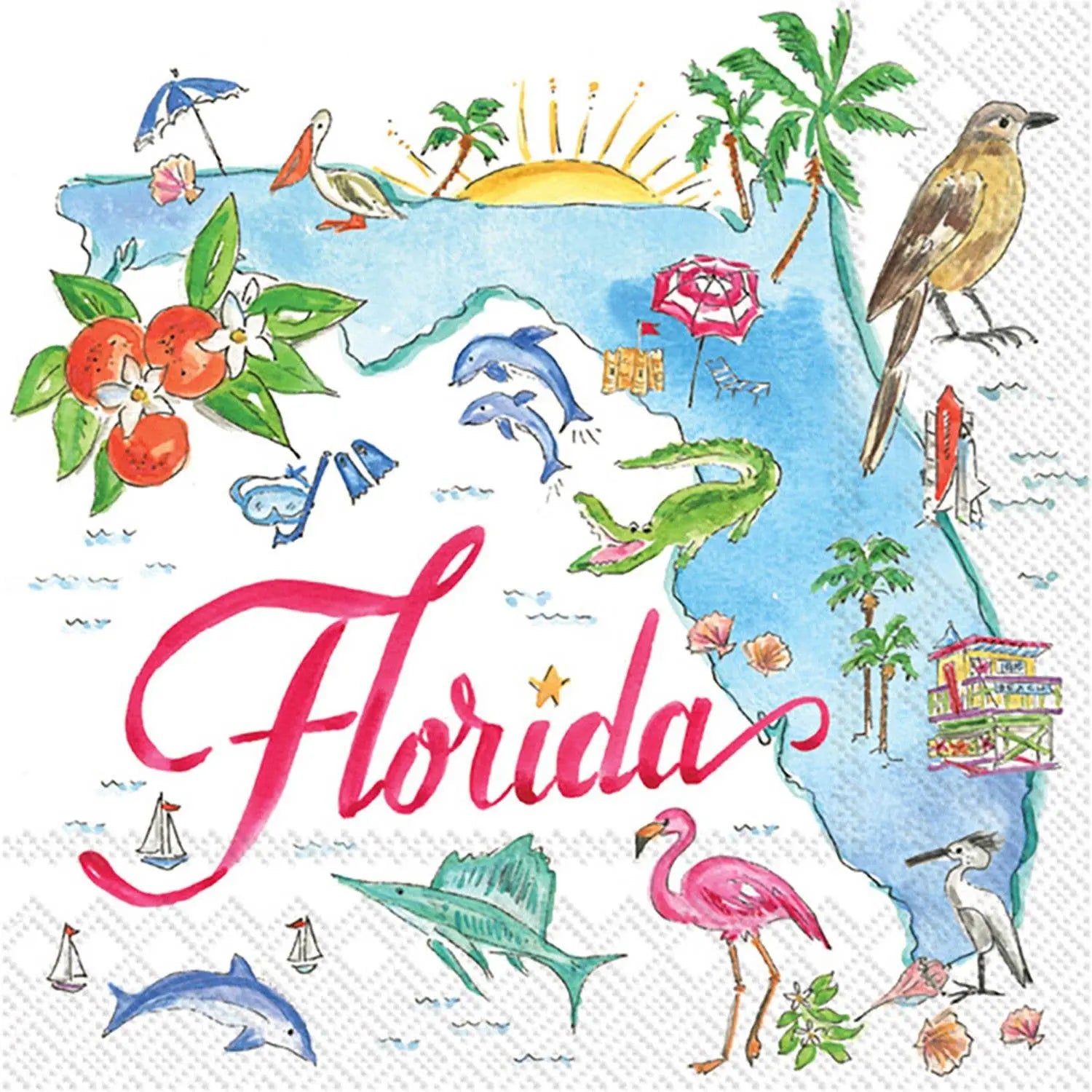 FL Napkins Cocktail 20 ct FL Florida State Collection Boston International