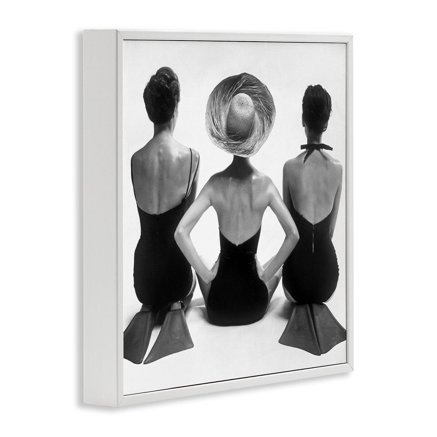 Women Sitting Beach Monochrome Flippers Framed Giclee Fall