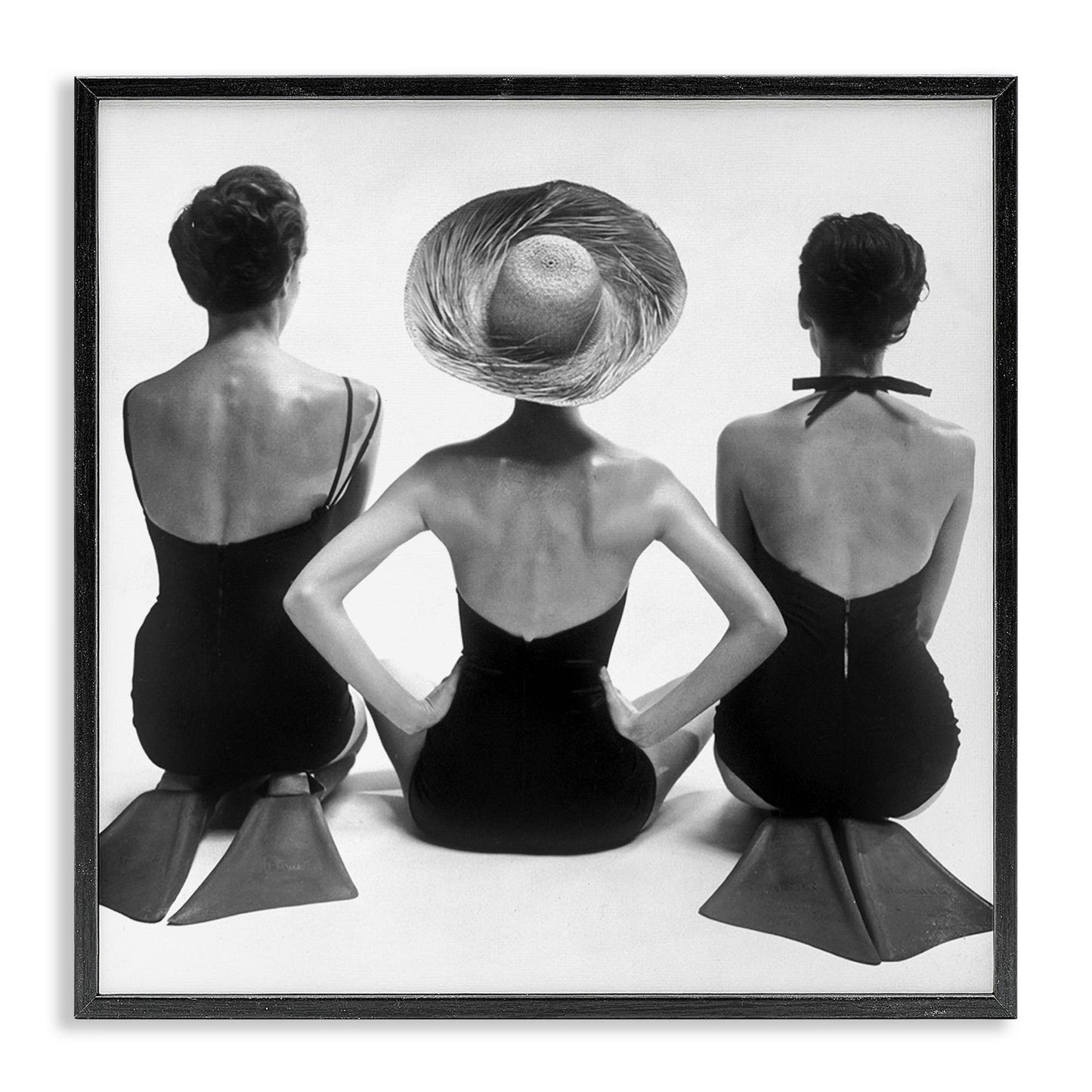 Women Sitting Beach Monochrome Flippers Framed Giclee Fall