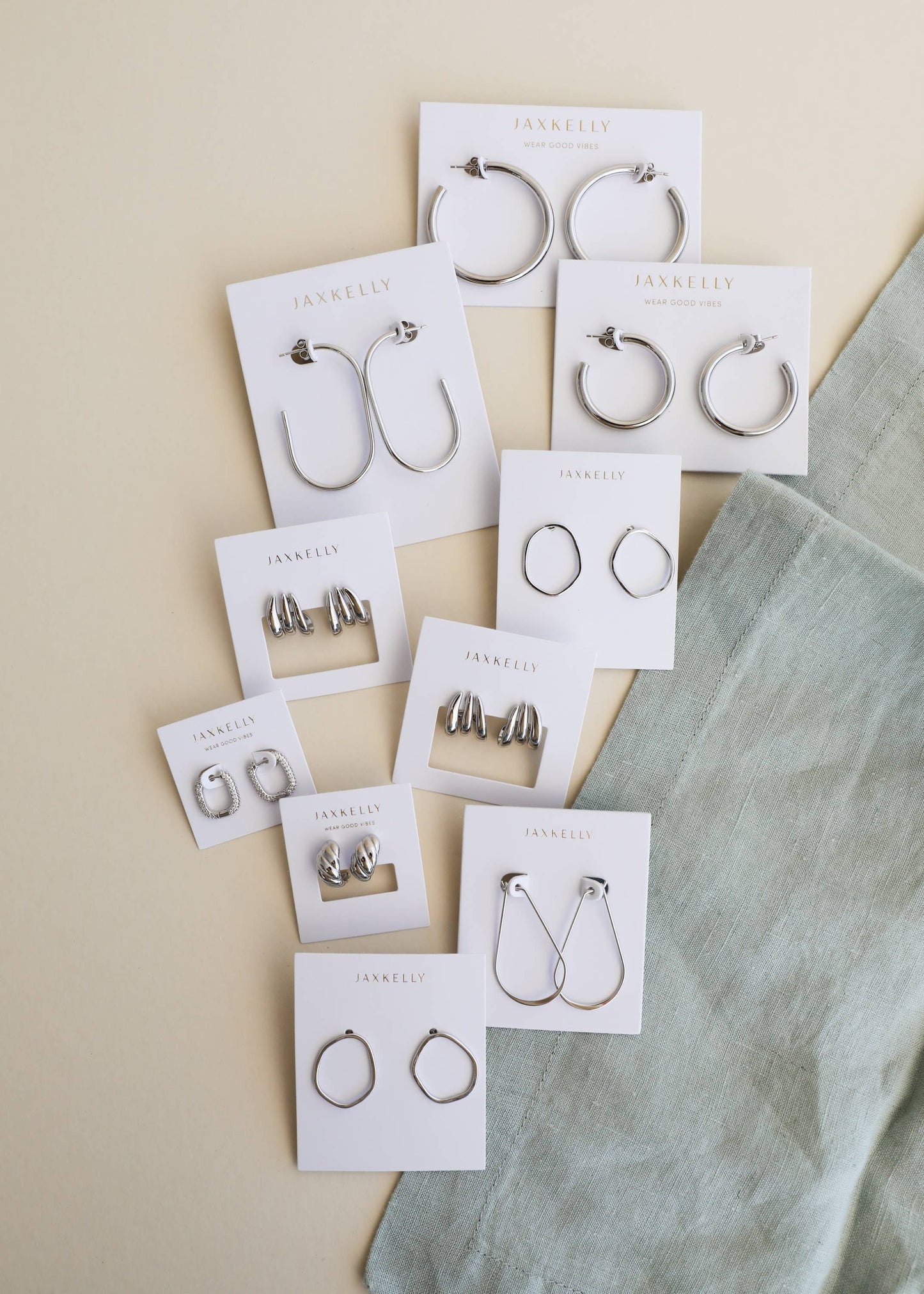 Silver Long Oval Hoop JaxKelly