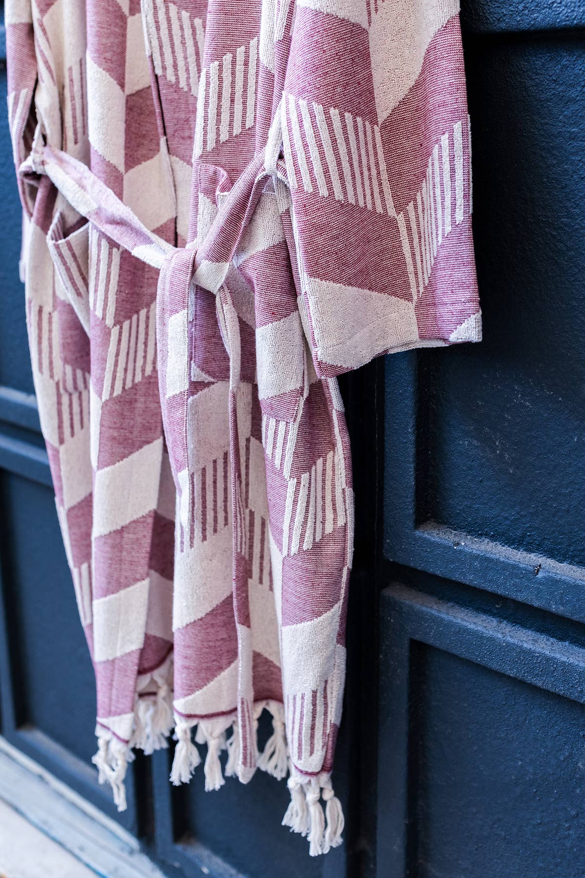 Raised Terry Bathrobe Turkish Cotton Light Weight Quick-dry Burgundy Kikoya
