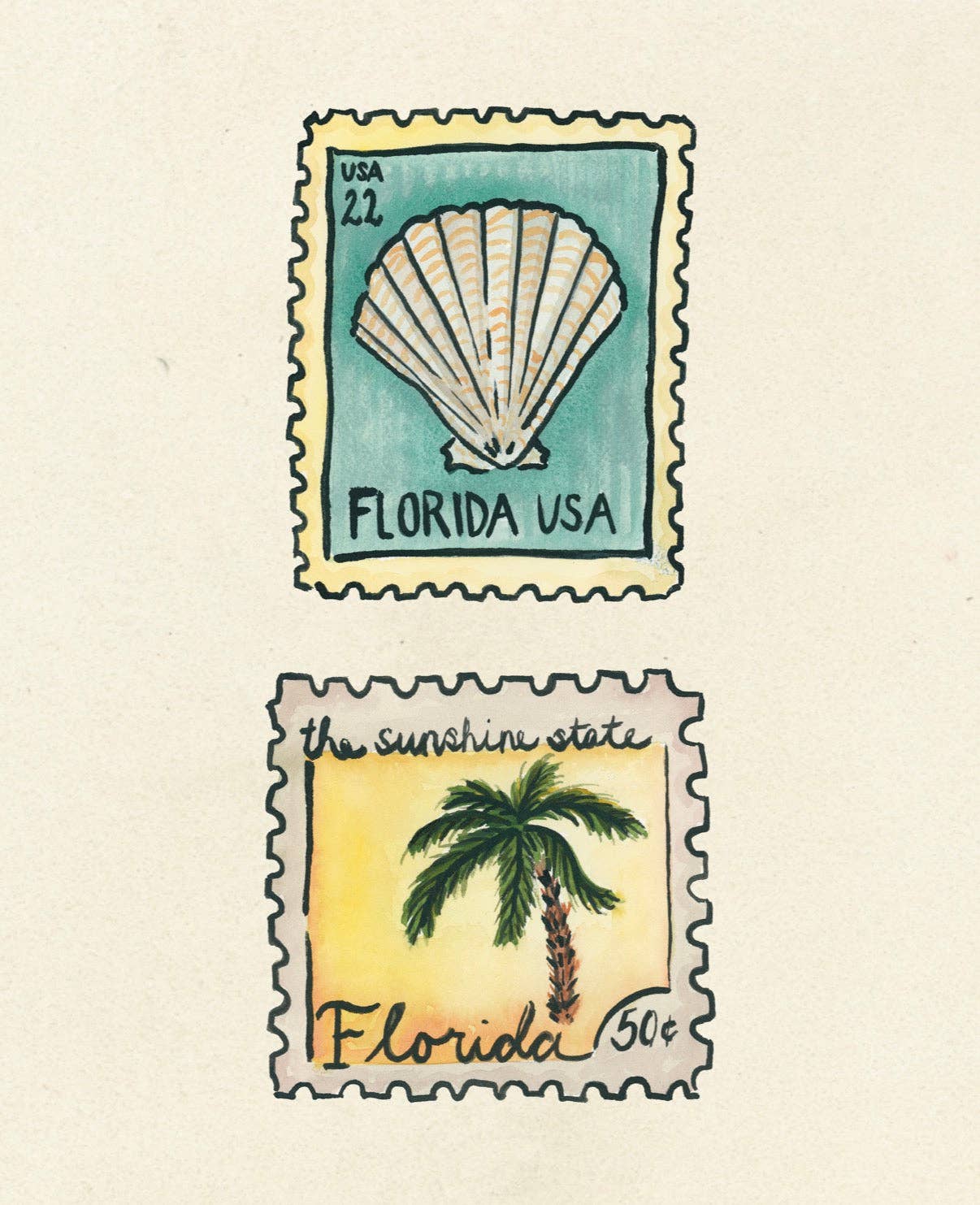 Florida Stamps Fine Art Print artxnikki