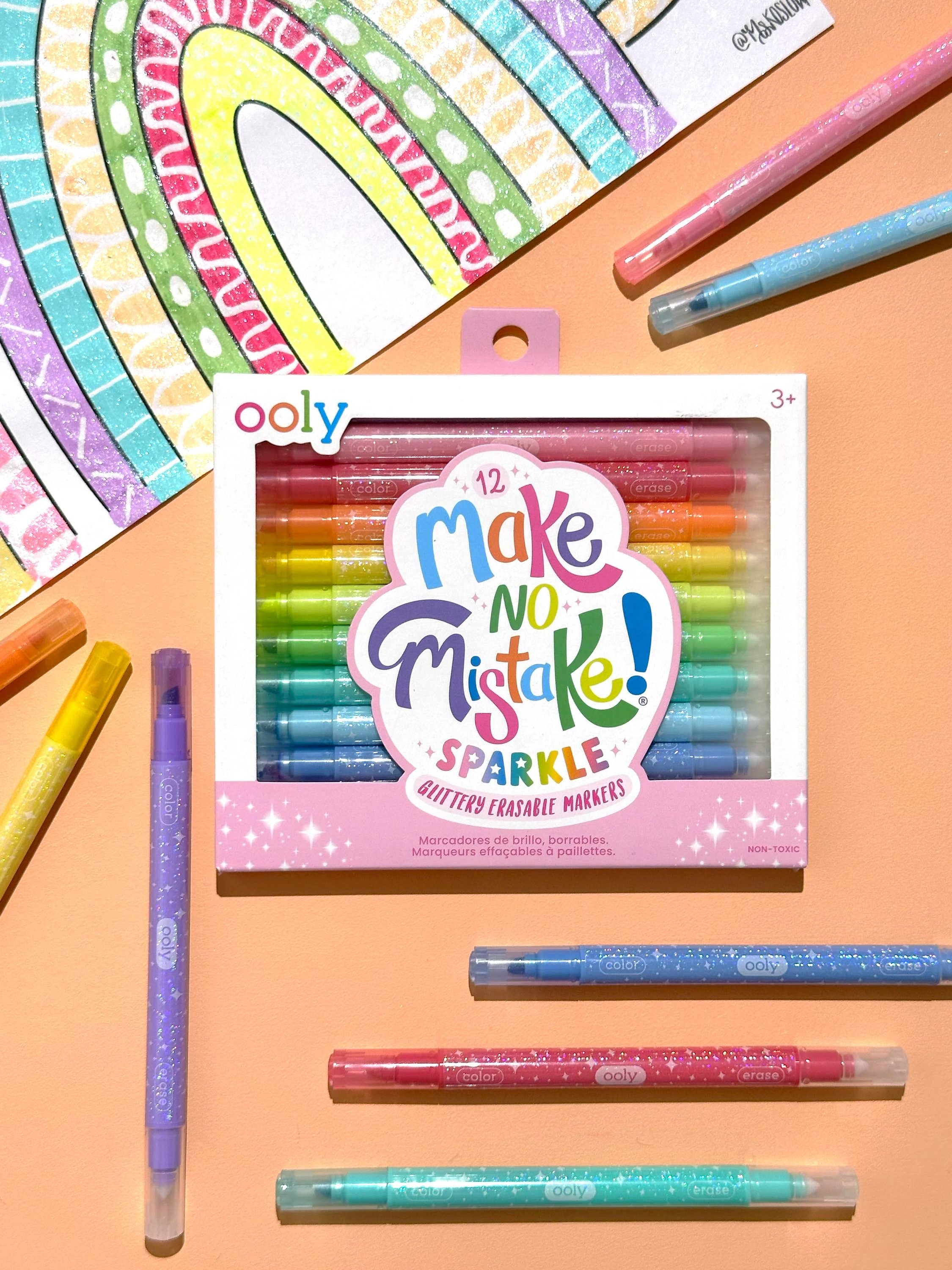 Make no Mistake! Glittery Erasable Markers - Set of 12 OOLY