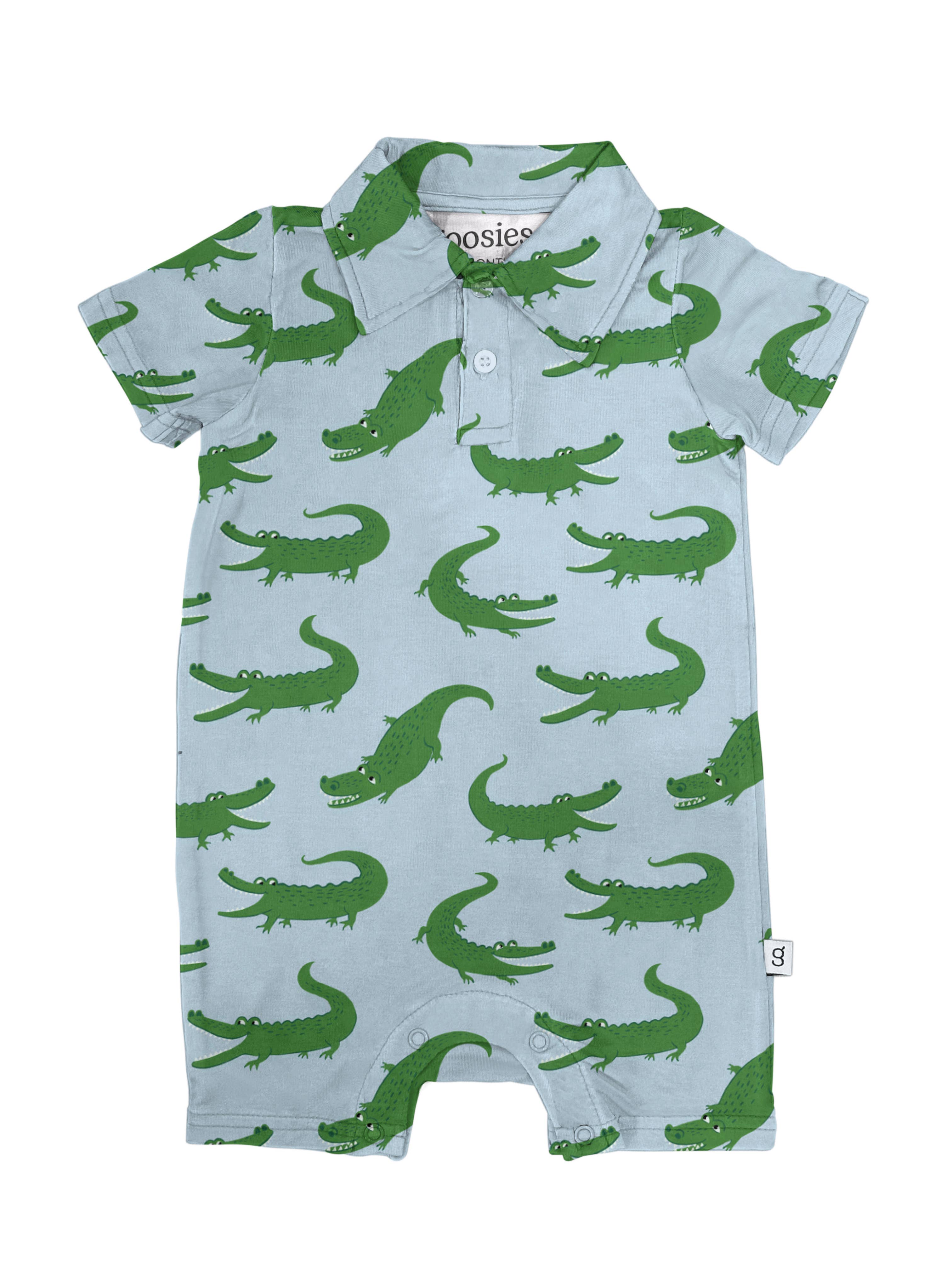 Blue Alligators - SS Polo Romper
